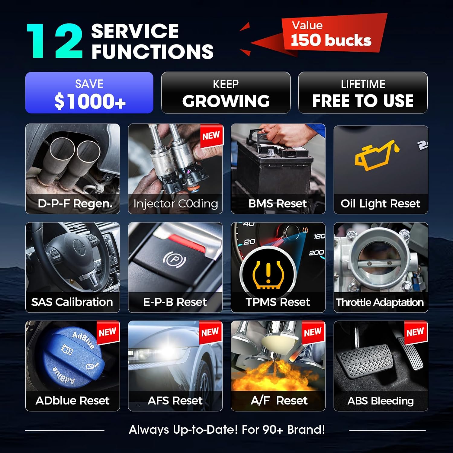 Detalle de LAUNCH CRP129X V2.0 OBD2 scanner 12 services