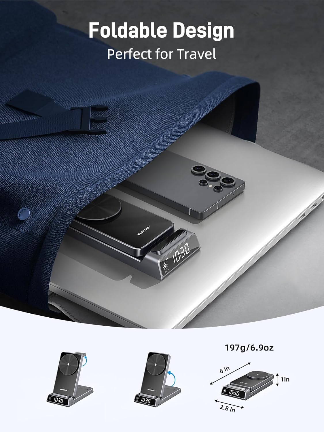 Detalle de Magnetic Wireless Charger for Samsung: 3 in 1 Mag Safe Dock for Galaxy Phones, Watch and Buds