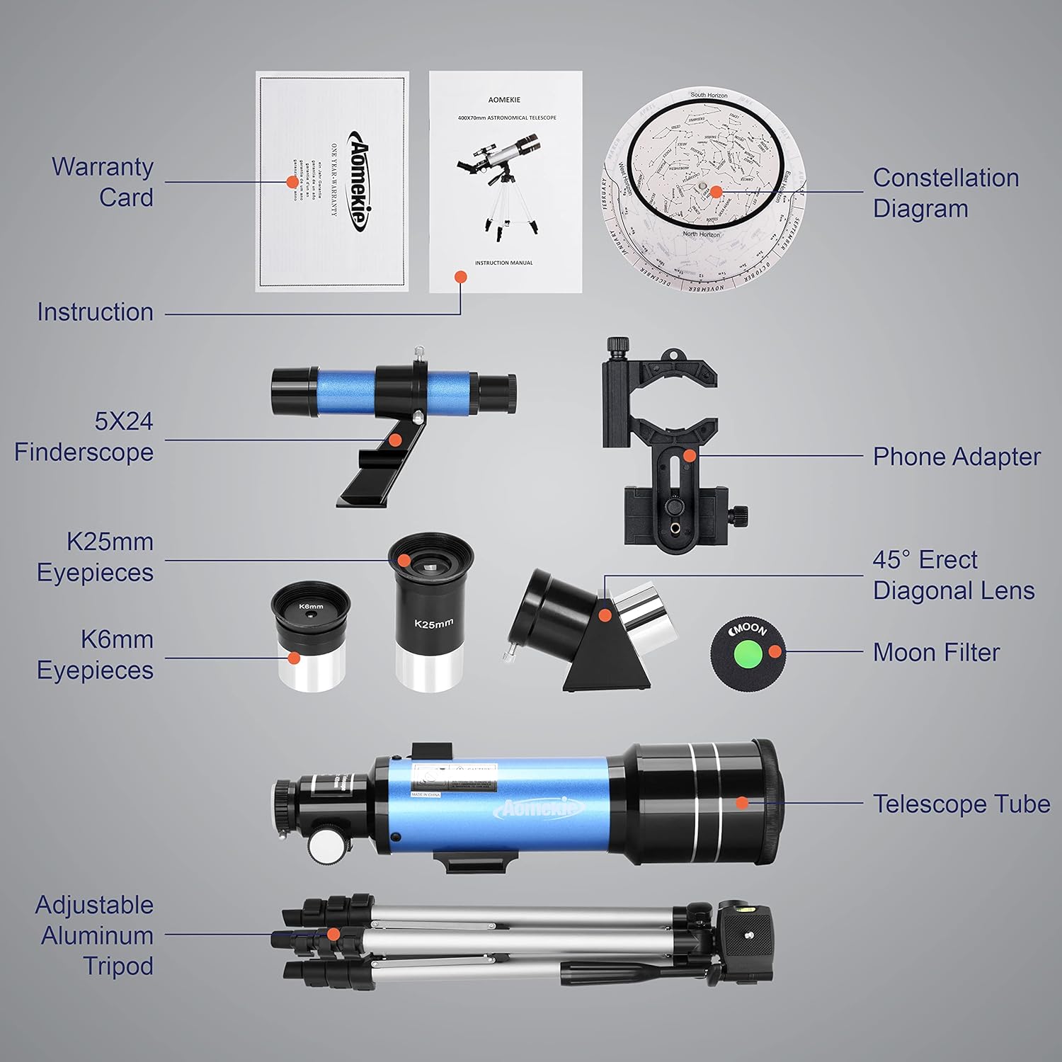 Thumbnail 6 de Aomekie 40070 70mm refractor telescope