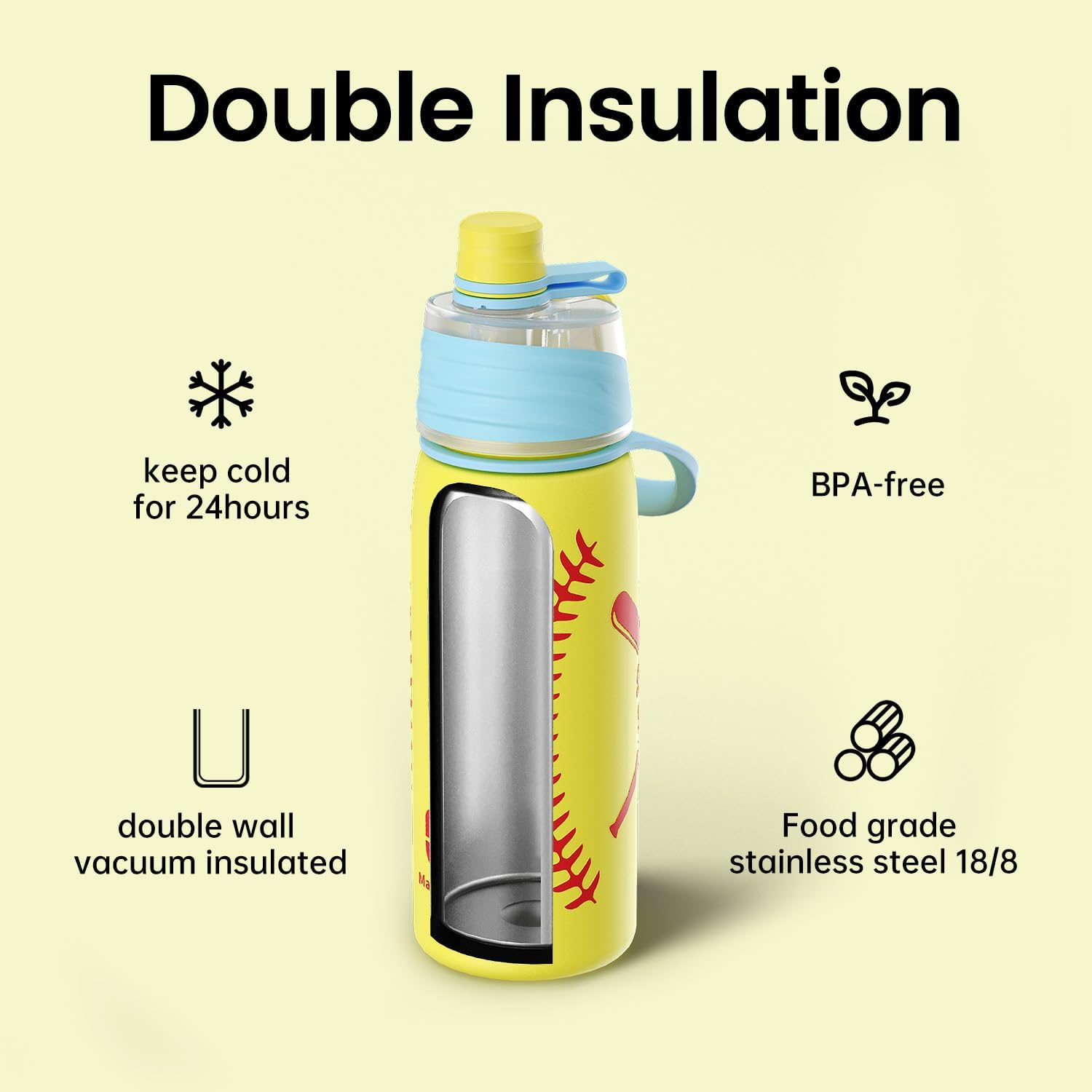 Detalle de magcheer Insulated Softball Water Bottle 600 ml 🥤