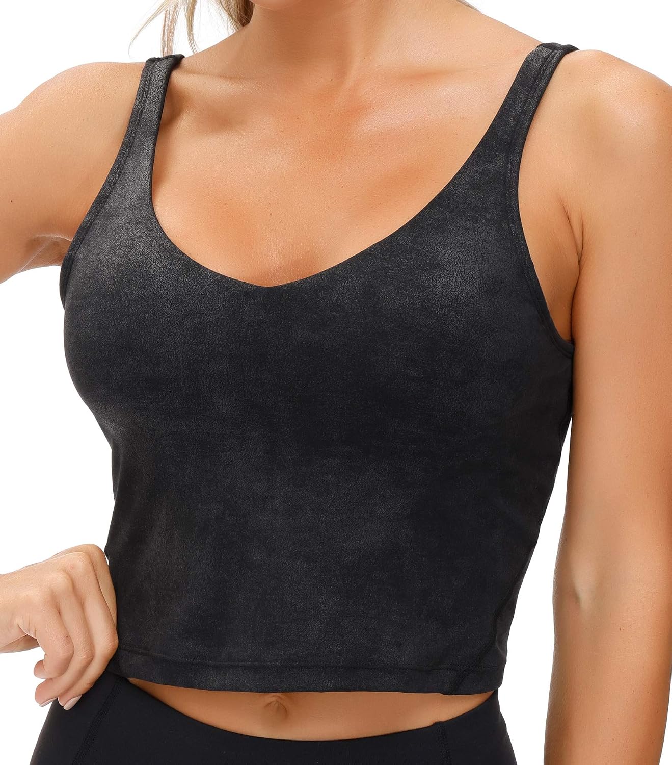 Detalle de THE GYM PEOPLE Wireless Longline Sports Bra for Women with Removable Pads and Medium Support
