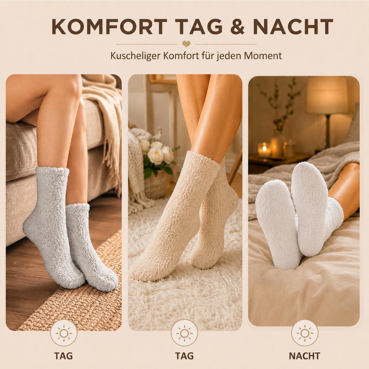 Detalle de SukModen Fluffy Socks, Coral Fleece Winter Bed Socks with Stretch Cuffs