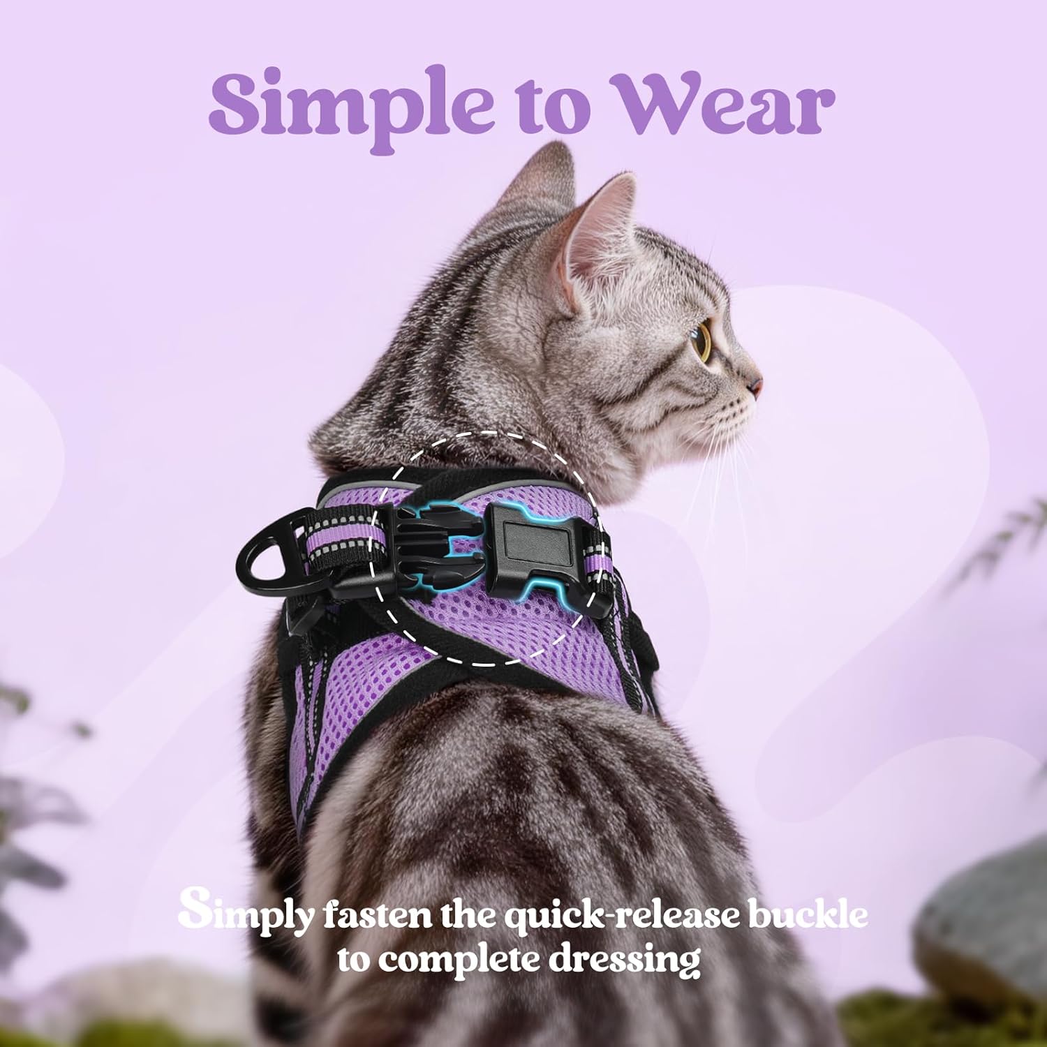 Detalle de rabbitgoo Cat Harness and Lead Set: Escape-Proof, Soft Step-In Vest for Small Cats