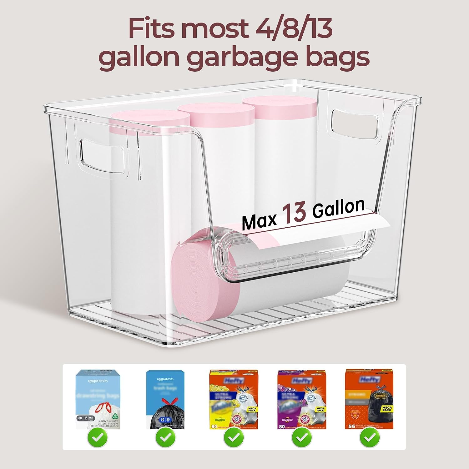 Thumbnail 2 de Delamu 2 Set Pantry Organizers and Storage with Trash Bag Holder and Bamboo Top