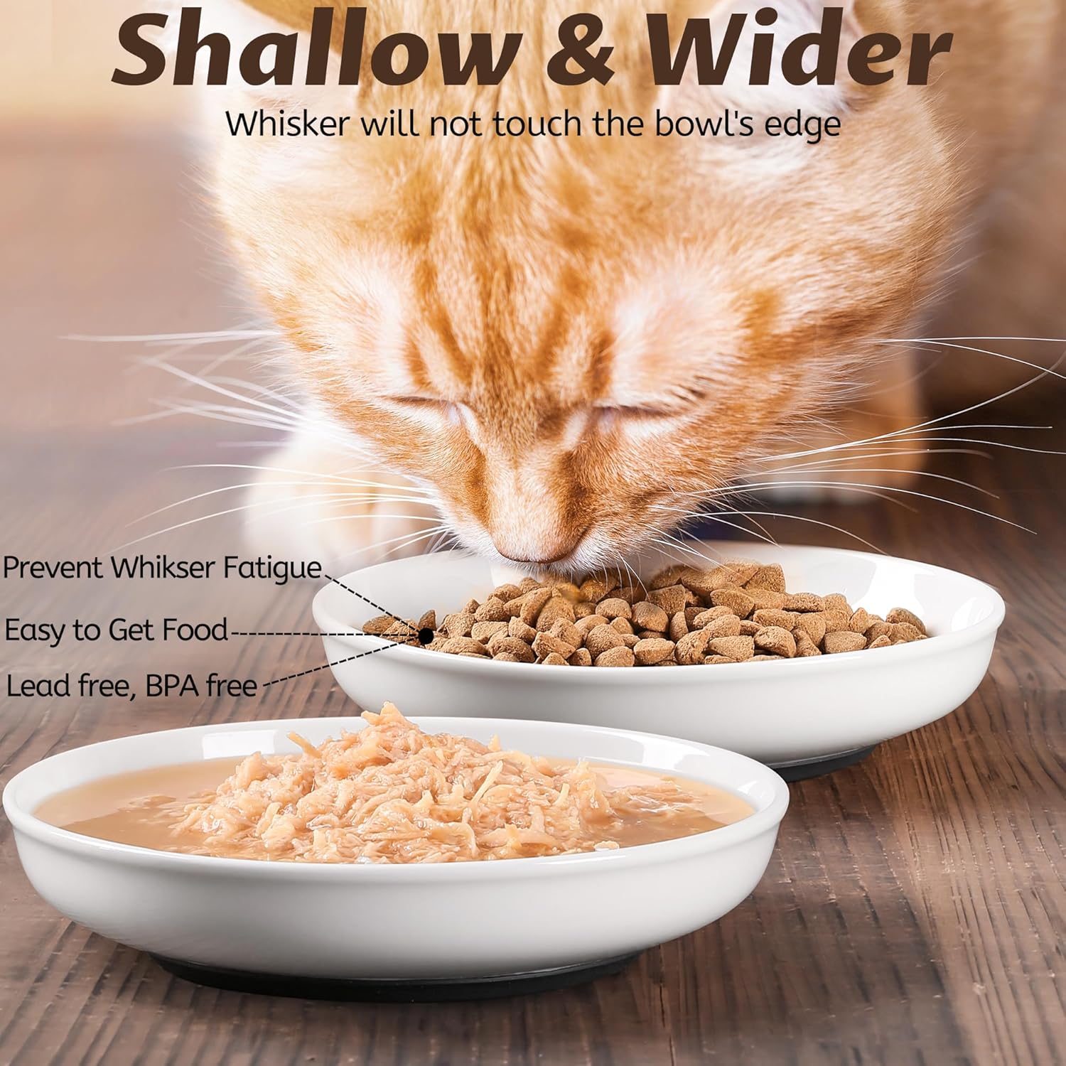 Thumbnail 4 de Wellbro Ceramic Cat Bowls 3‑pack
