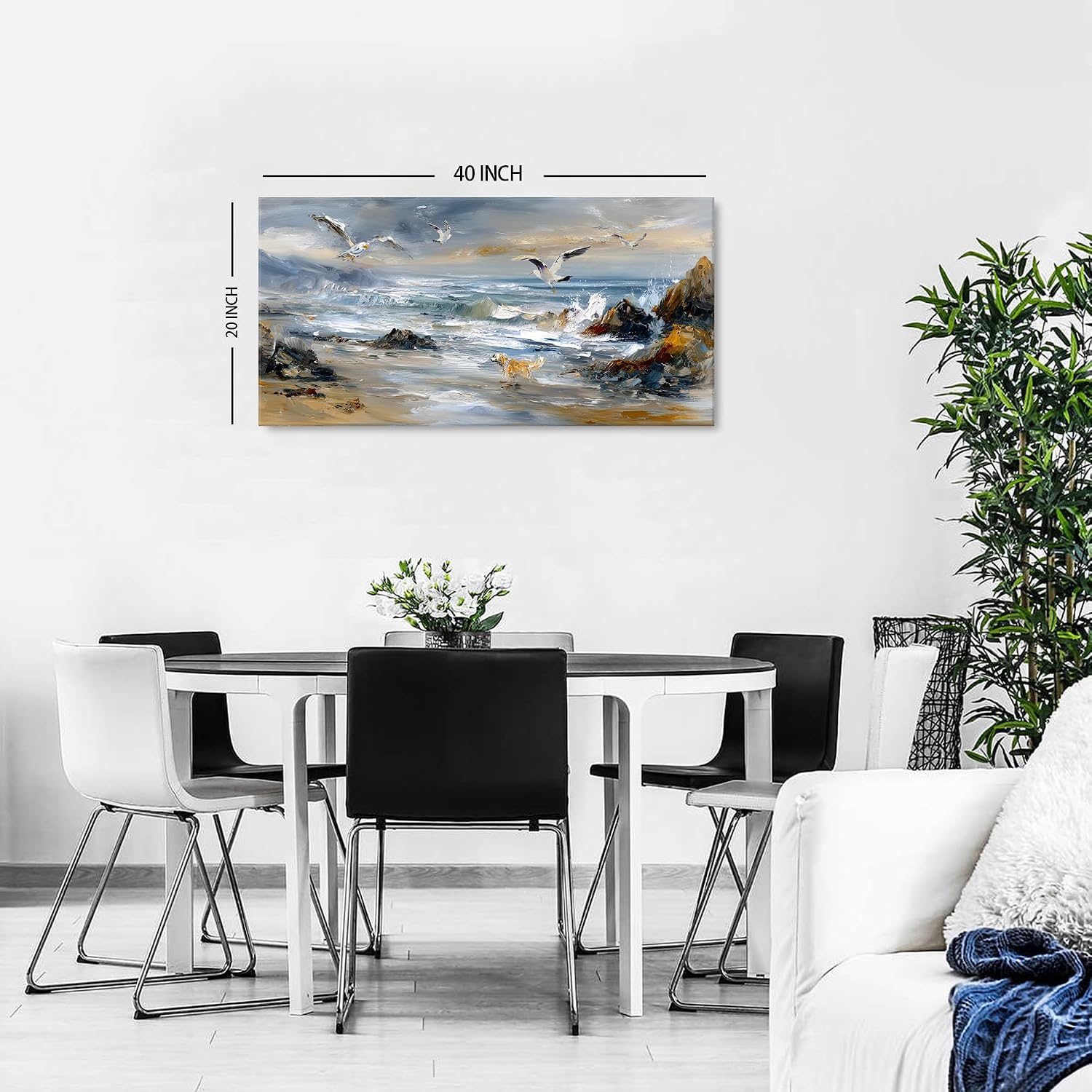 Detalle de Ozean Strand Leinwand Wandkunst 50,8 × 101,6 cm – Maritimes Küstenbild für Wohnzimmer und Schlafzimmer