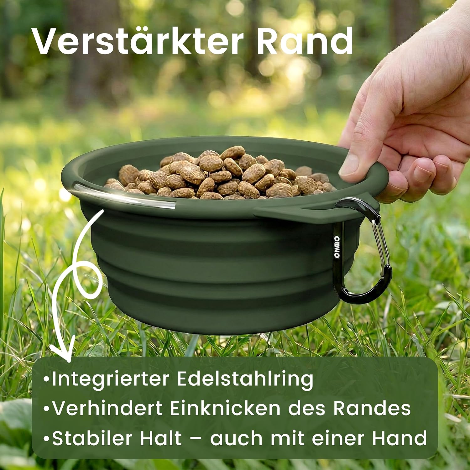 Detalle de OHMO Hundenapf faltbar mit Edelstahlring 800 ml