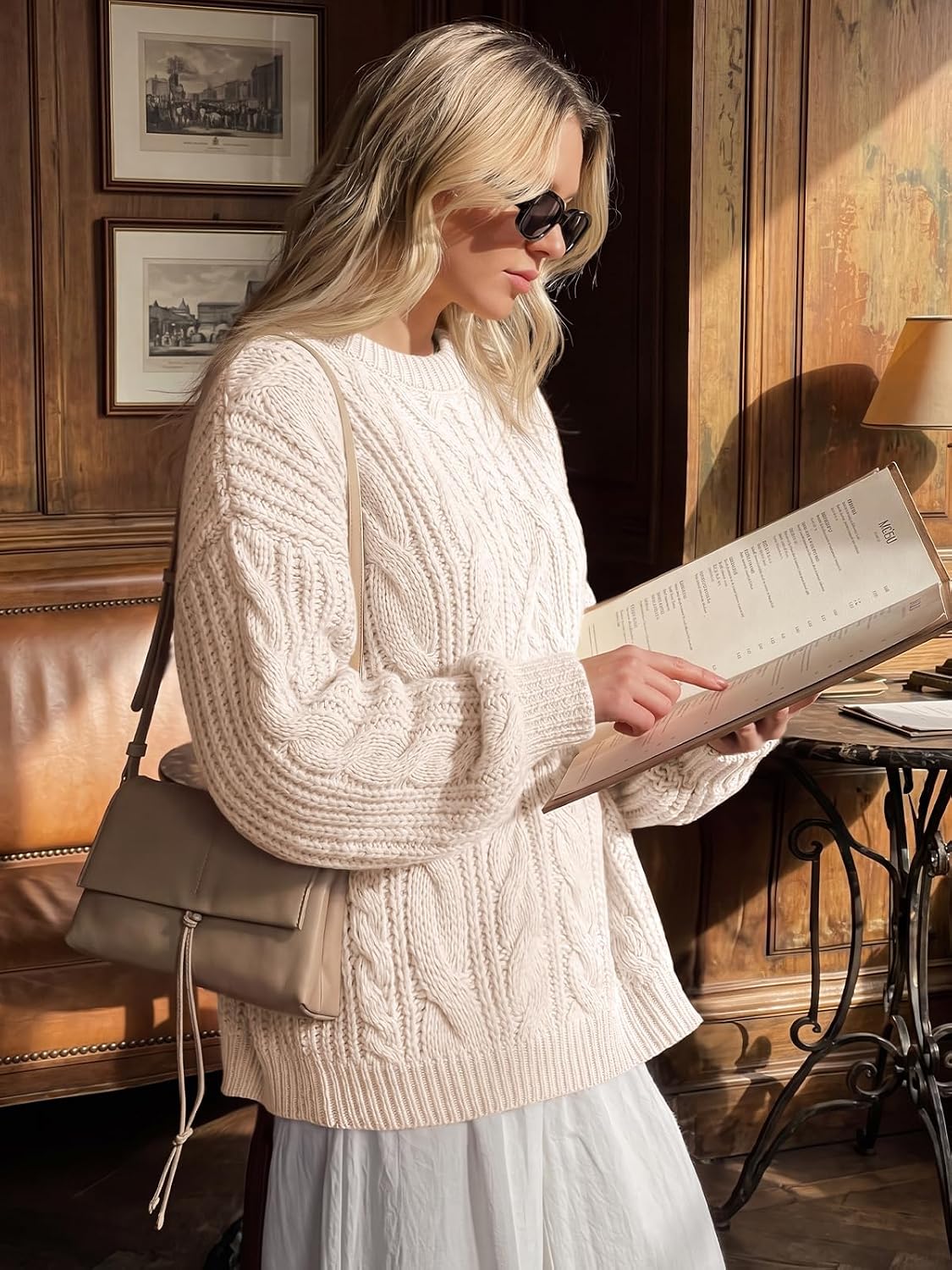 Thumbnail 2 de Trendy Queen Cable Knit Sweater Cotton Blend