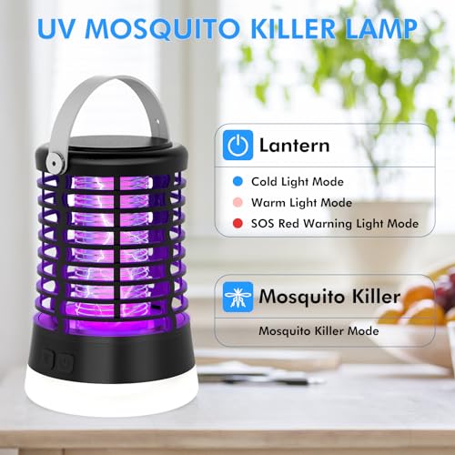 Detalle 2 de Lámpara Antimosquitos Exterior Regevo 3 en 1: Mata Mosquitos Eléctrico 2000V, Luz LED, IP66 y Batería USB-C