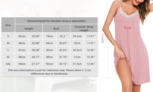 Thumbnail 5 de # Lovasy Camisón de Mujer Verano con Encaje y Tirantes Ajustables - Rosa XL