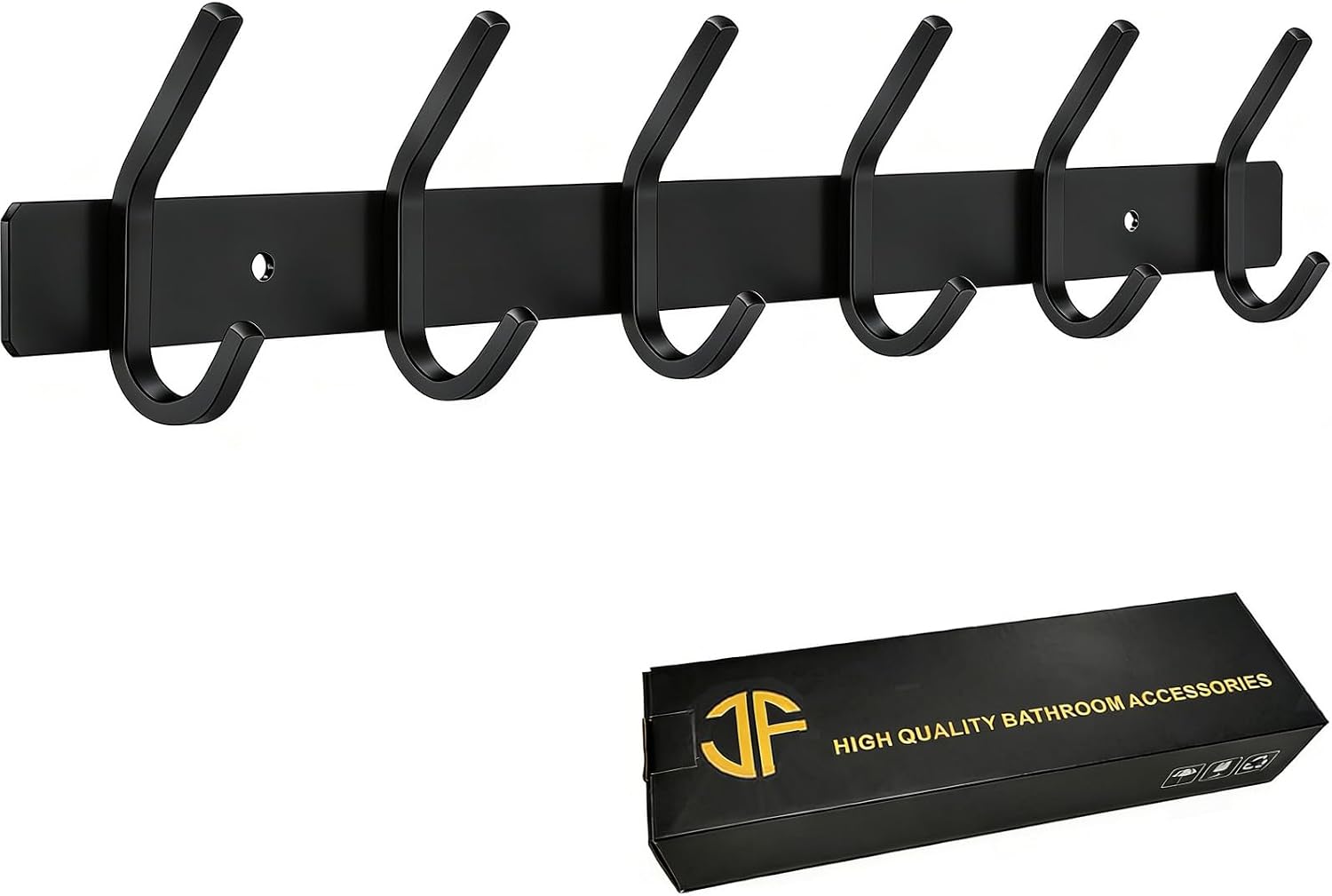 Detalle de JOLY FANG wandkapstok met 6 haken, zwart, wandmontage
