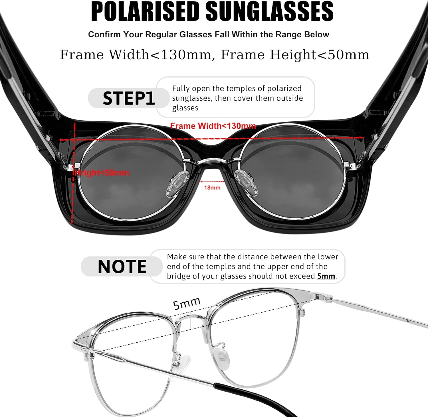 Thumbnail 3 de KANASTAL Übergröße Fit-Over Sonnenbrille für Brillenträger – quadratisch, polarisiert, UV400