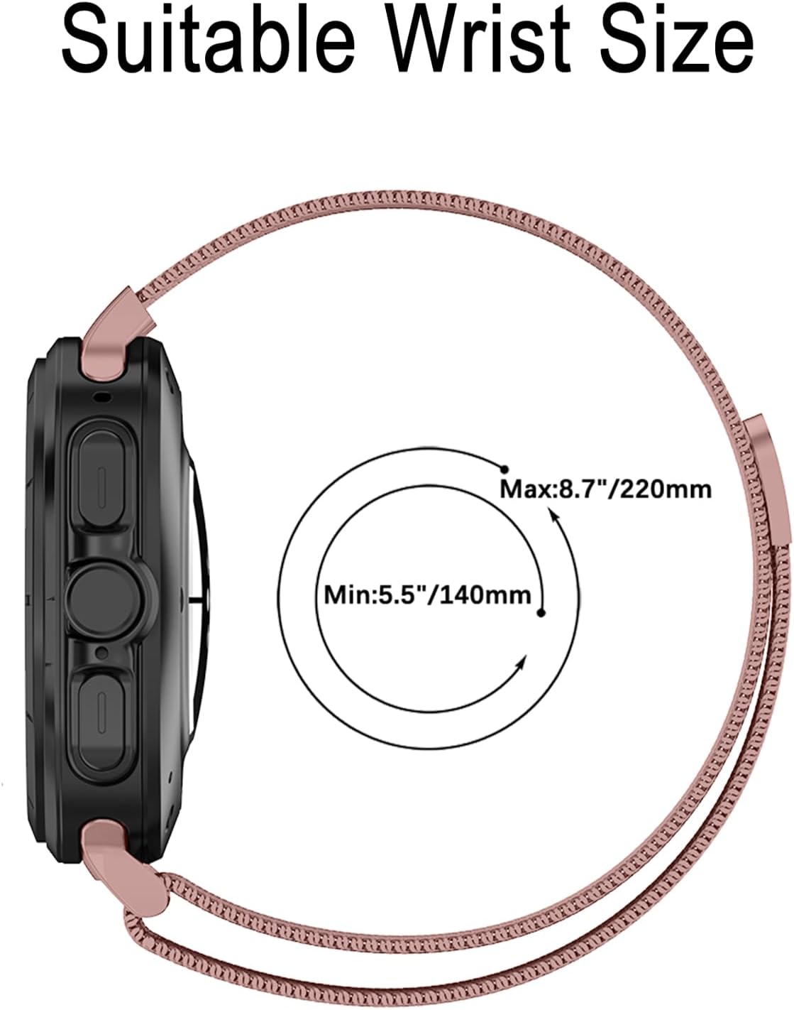 Detalle de SumRioo Armband für Galaxy Watch Ultra 47mm Rosa – Edelstahl Mesh mit Magnetverschluss, kompatibel mit Galaxy Watch Ultra 47mm (2024/2025)