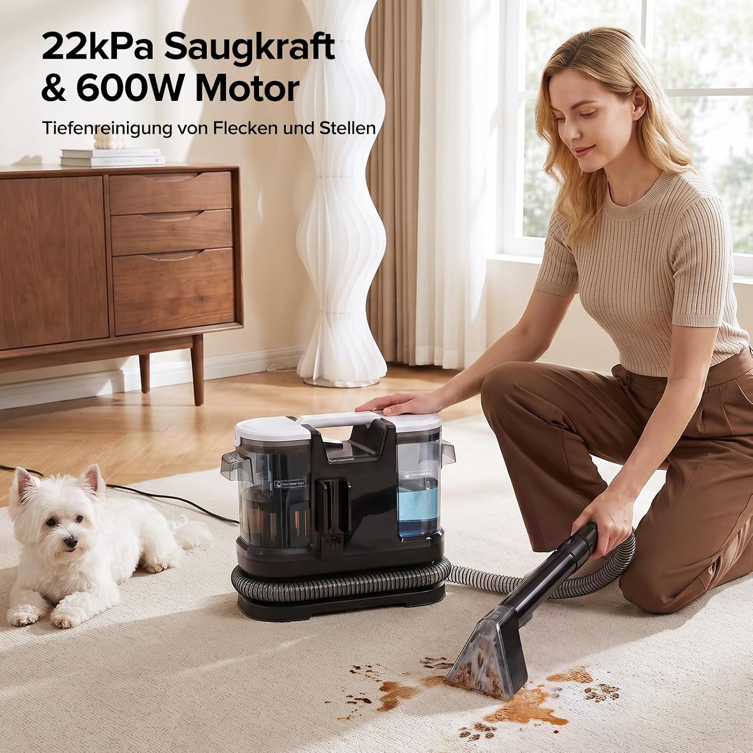 Thumbnail 1 de Lubluelu Nasssauger Polsterreiniger: 600 W, 22 kPa Tiefenreinigung für Teppiche, Polster und Auto-Innenräume
