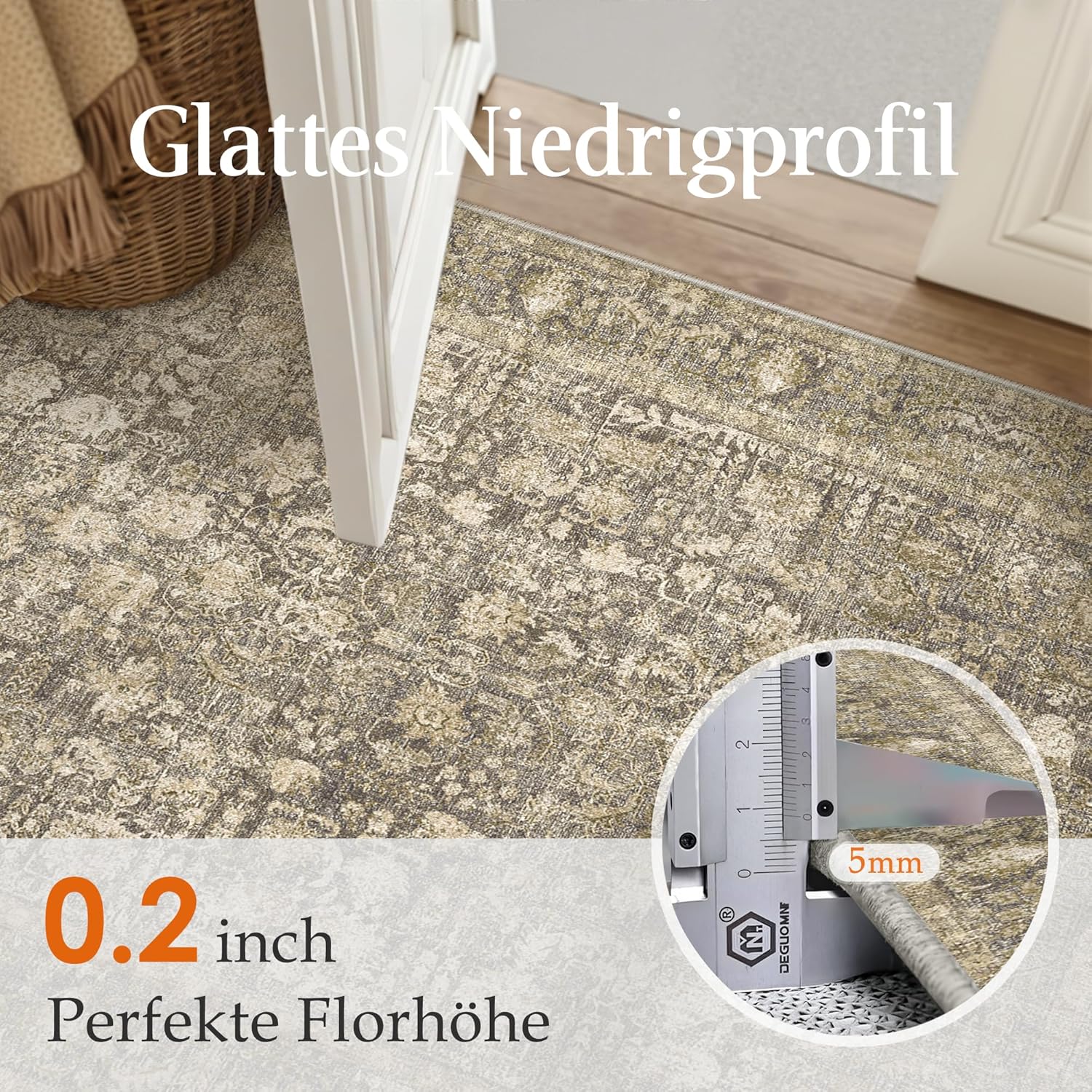 Thumbnail 5 de HUGEAR Vintage brauner waschbarer Teppich 60x90 cm – rutschfest für Flur, Bad & Schlafzimmer