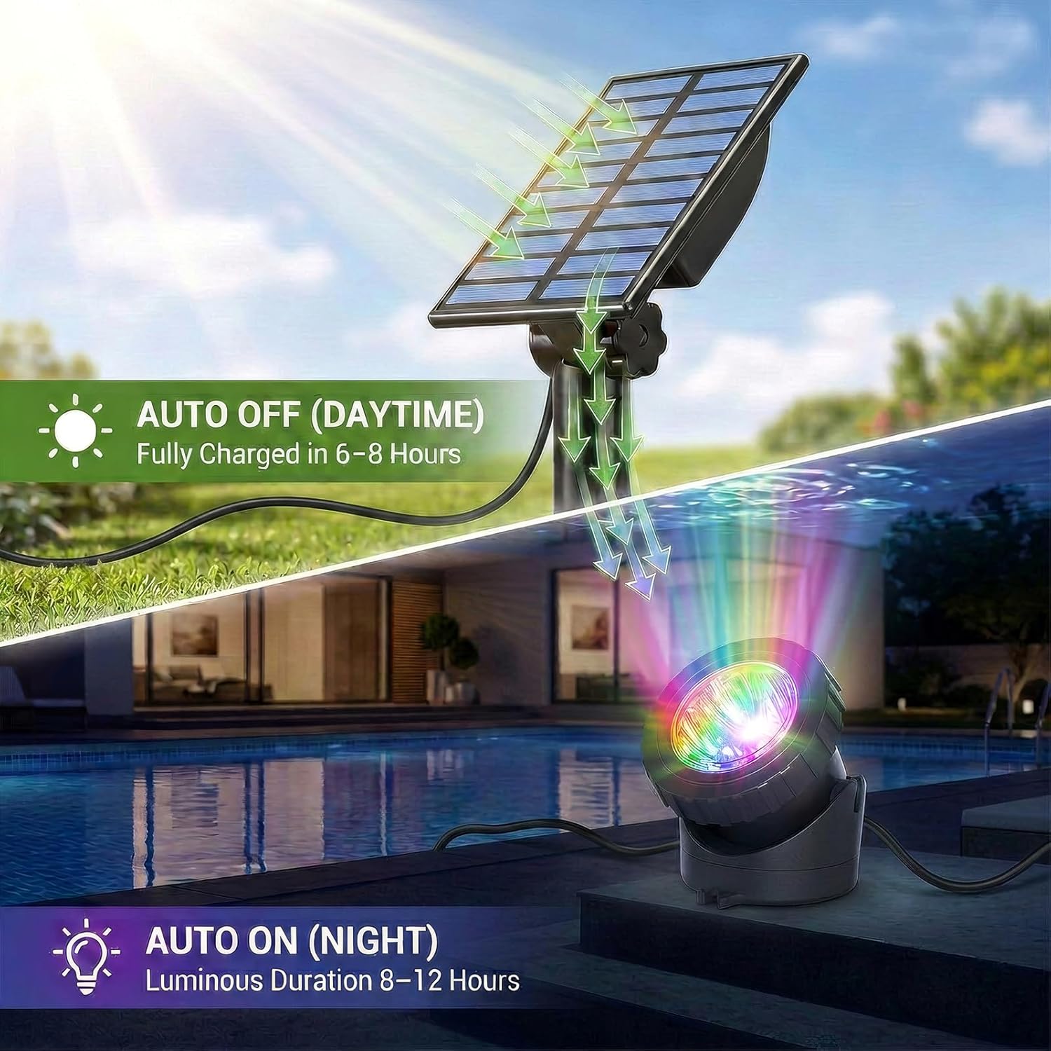 Thumbnail 1 de T-SUN Solar Teichbeleuchtung RGB – wasserdicht, energiesparend und flexibel im Garten