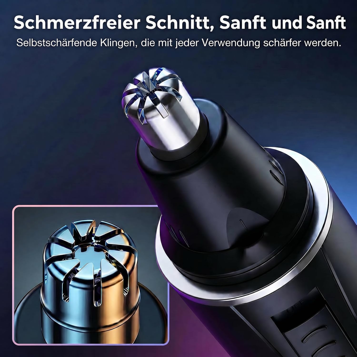 Detalle de Nasenhaartrimmer Herren 2-in-1 USB Aufladbar: Nasen- und Gesichtstrimmer mit Doppelschneideklingen
