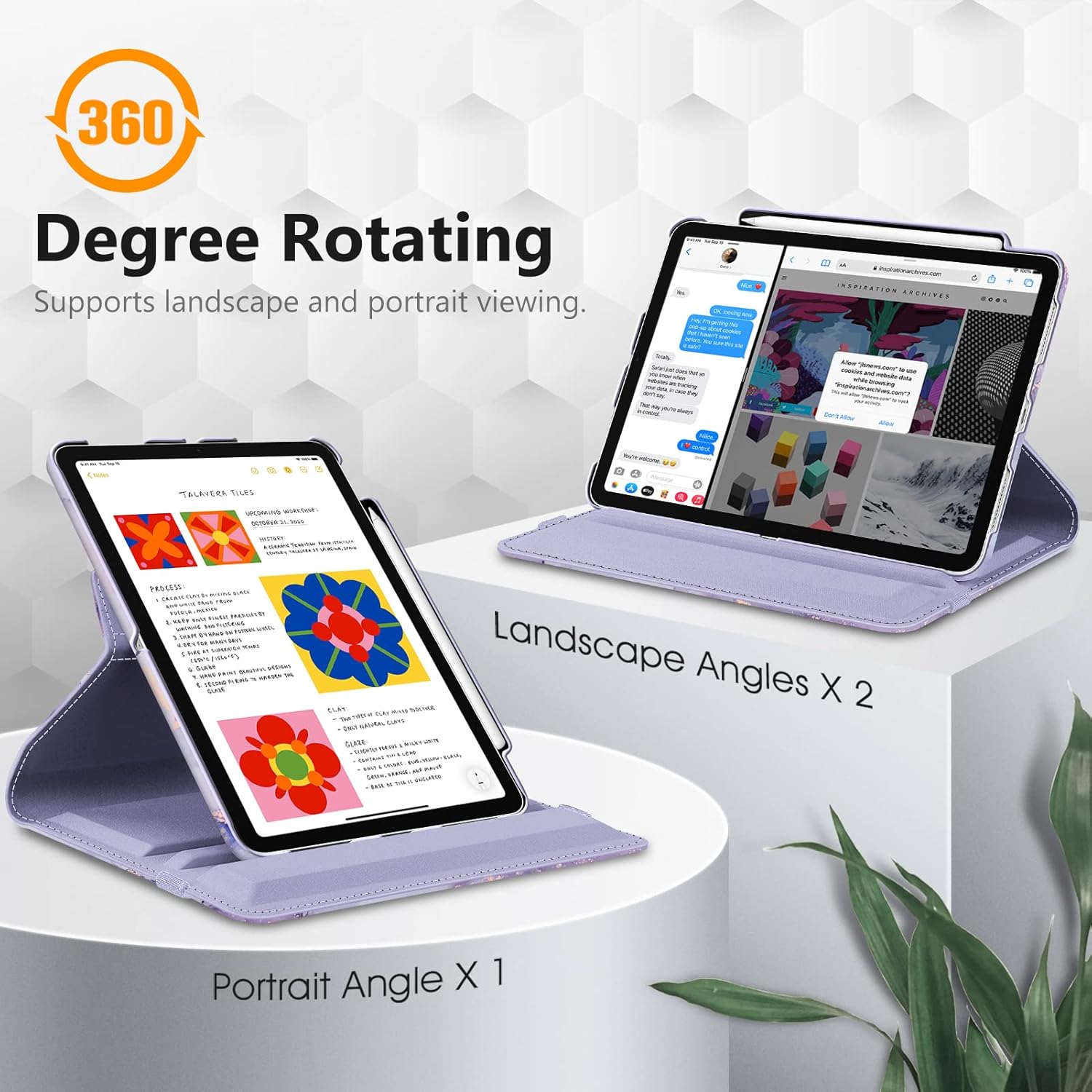 Thumbnail 3 de FINTIE Rotating Case for Air 11-inch (M4/M3/M2) and iPad Air 5th/4th Gen | 360 Swivel, Pencil Holder, Lilac Marble