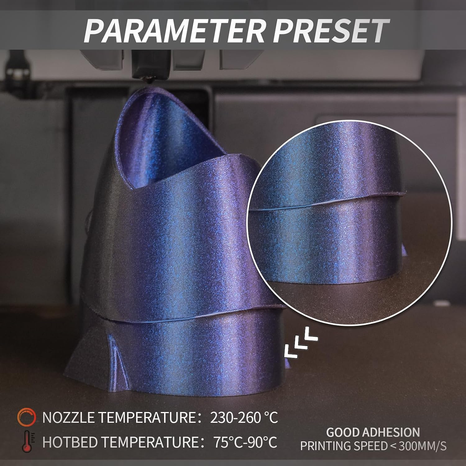 Detalle 2 de TINMORRY PETG Filament 1,75 mm (Galaxy Jewel Blue) – 1 kg Spule für Bambu FDM-Drucker