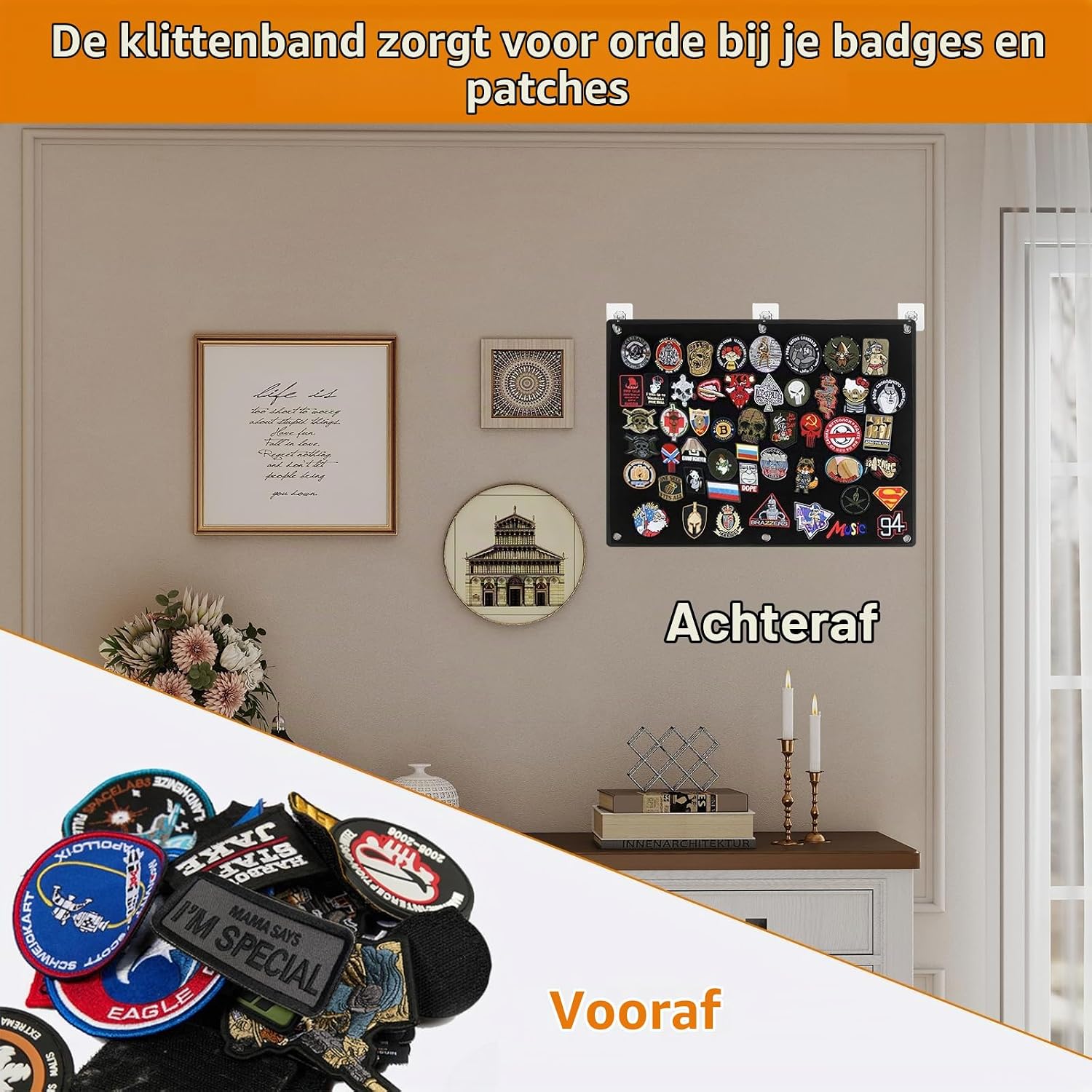 Thumbnail 4 de anyuan boy QT01 klittenband patchpaneel 60 x 45 cm, zwart Oxford-stof