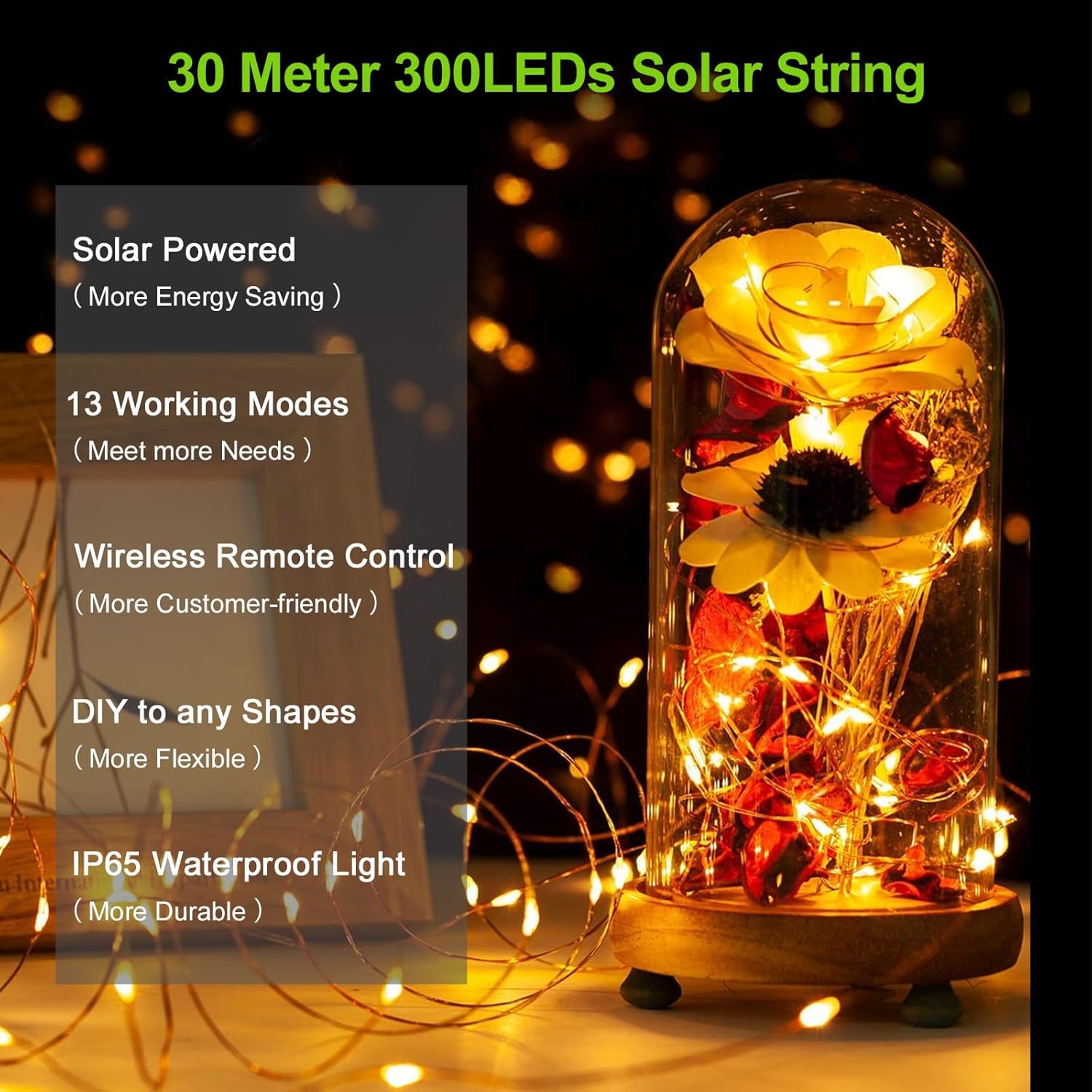Detalle de Luci solari esterne 30 m con 300 LED