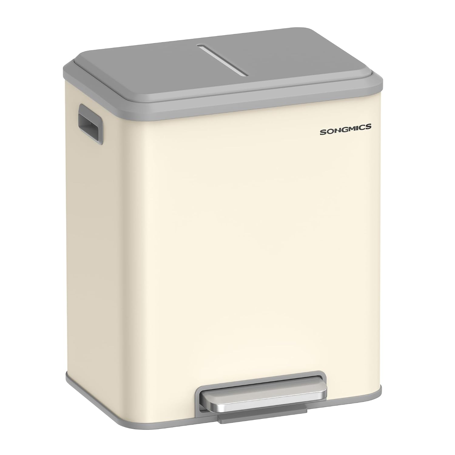 Detalle de SONGMICS LTB544A02 Double Kitchen Bin, 2 x 15 L, Steel, Soft-Close Lid
