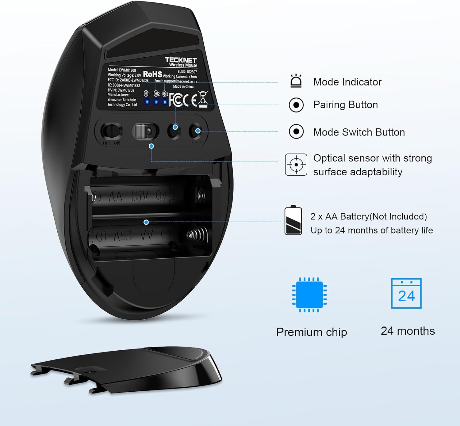 Thumbnail 6 de TECKNET Wireless Bluetooth Mouse 4800 DPI 🖱