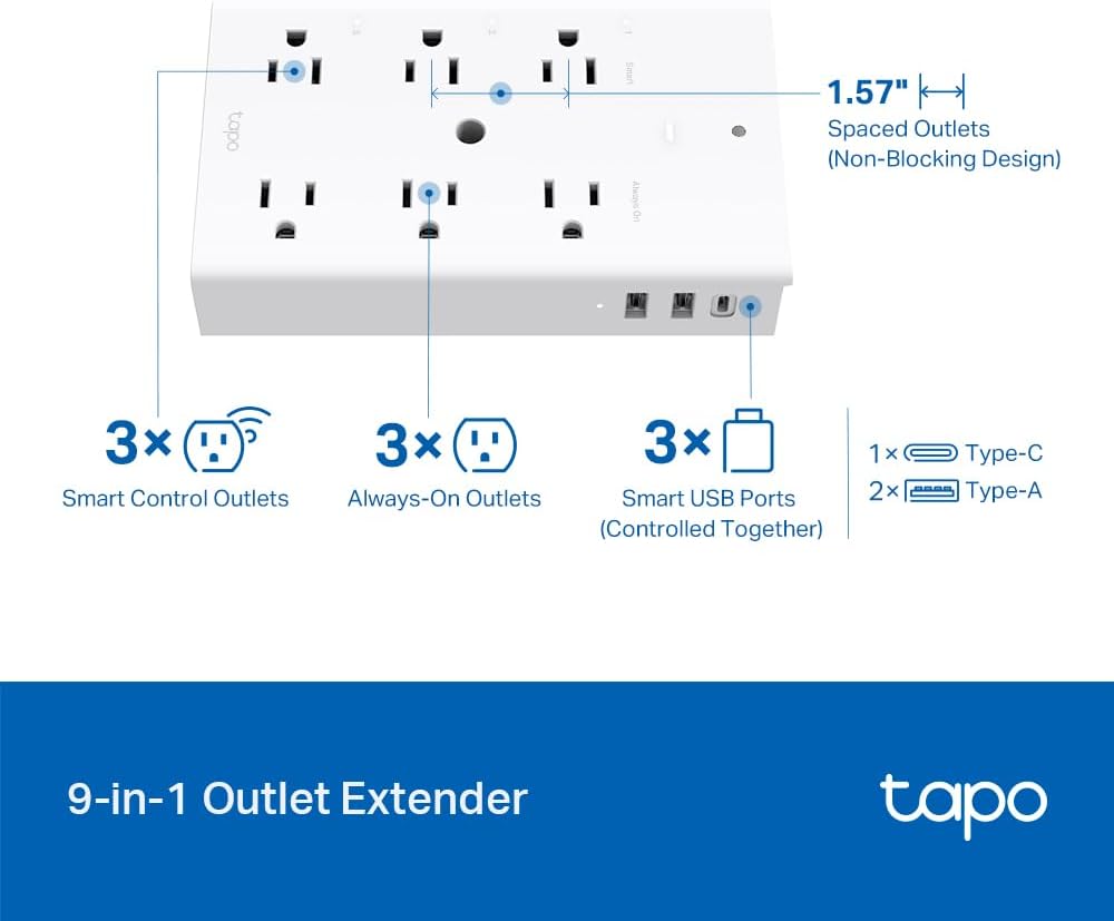 Thumbnail 1 de TP-Link Tapo P306 3-outlet Smart Plug with USB-A/C 🔌