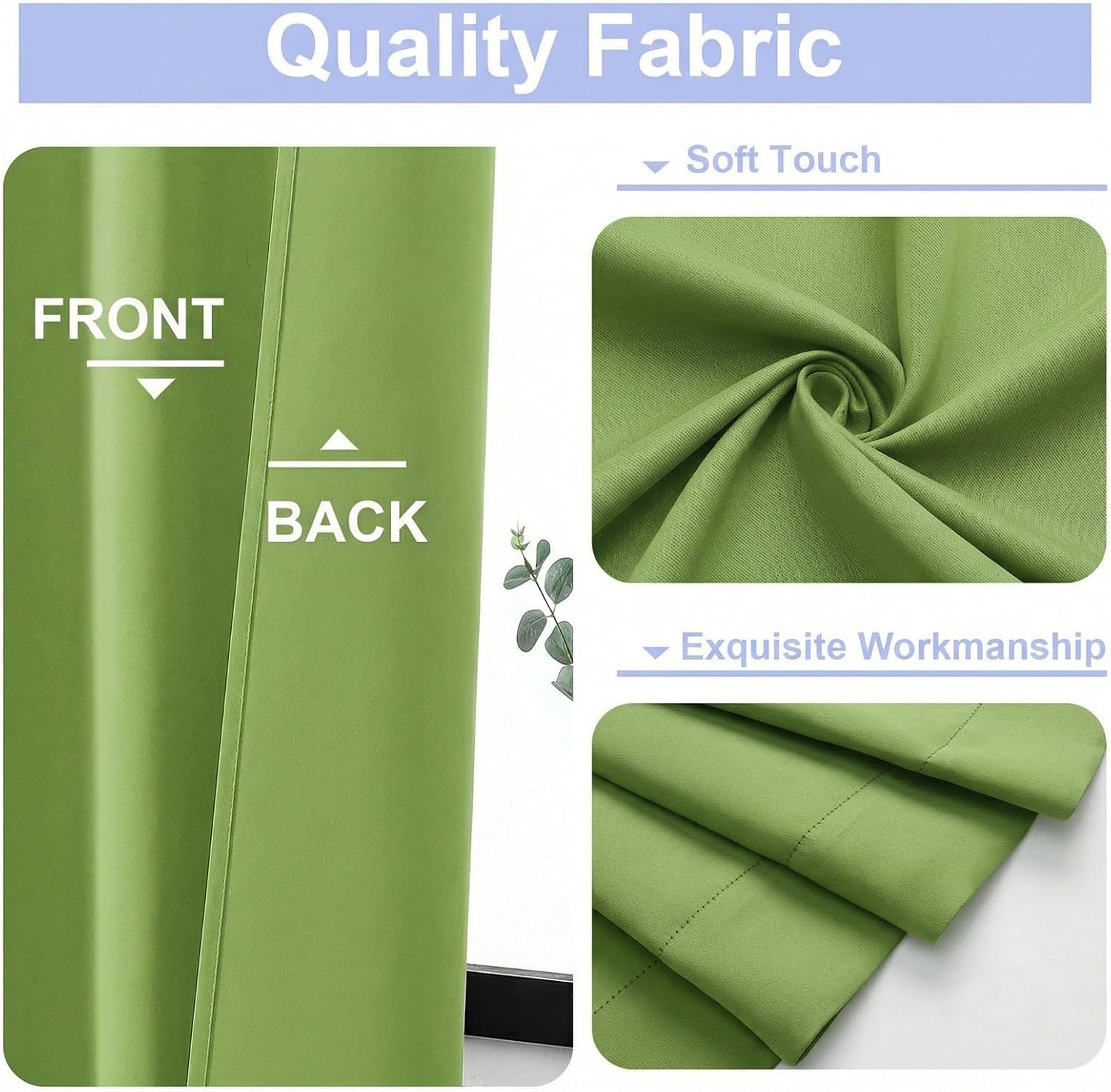 Thumbnail 2 de Simplebrand Ava Lime Short Blackout Curtains for Bedroom – 2 Panels, 40W x 54L Each