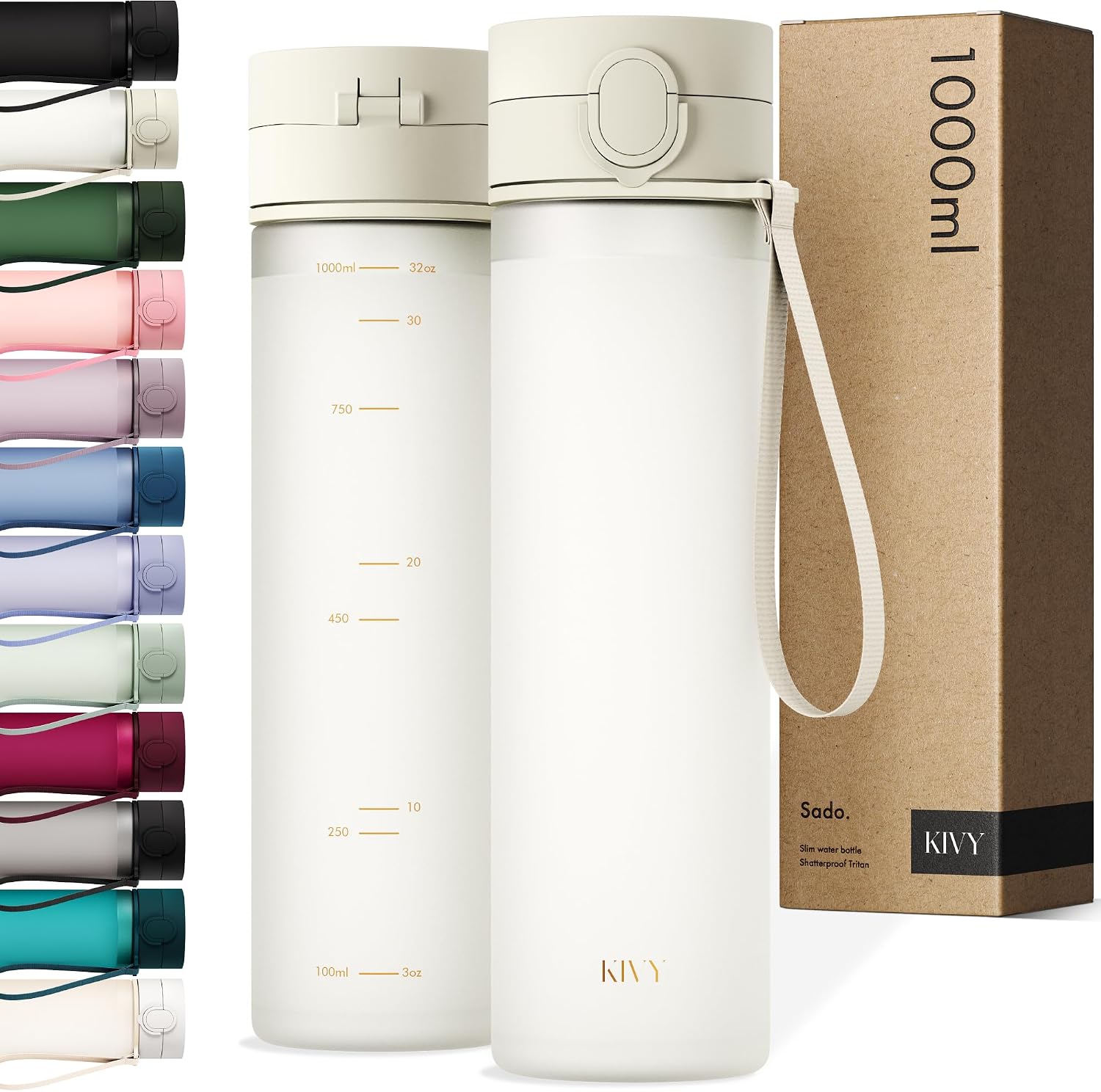 Detalle de KIVY Tritan Trinkflasche 1 l – auslaufsicher, kohlensäuregeeignet & BPA-frei
