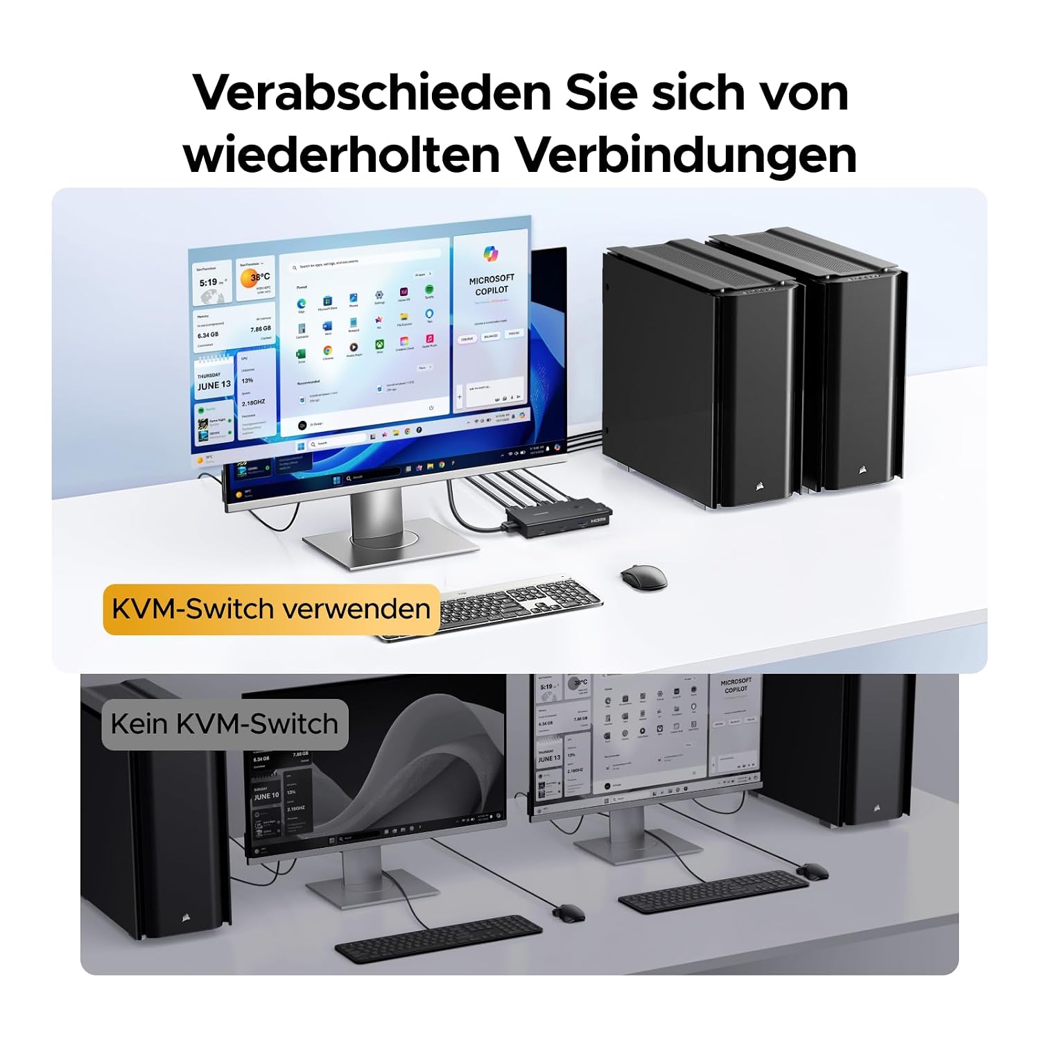 Thumbnail 5 de UGREEN HDMI 2.0 KVM Switch 2 PC 1 Monitor