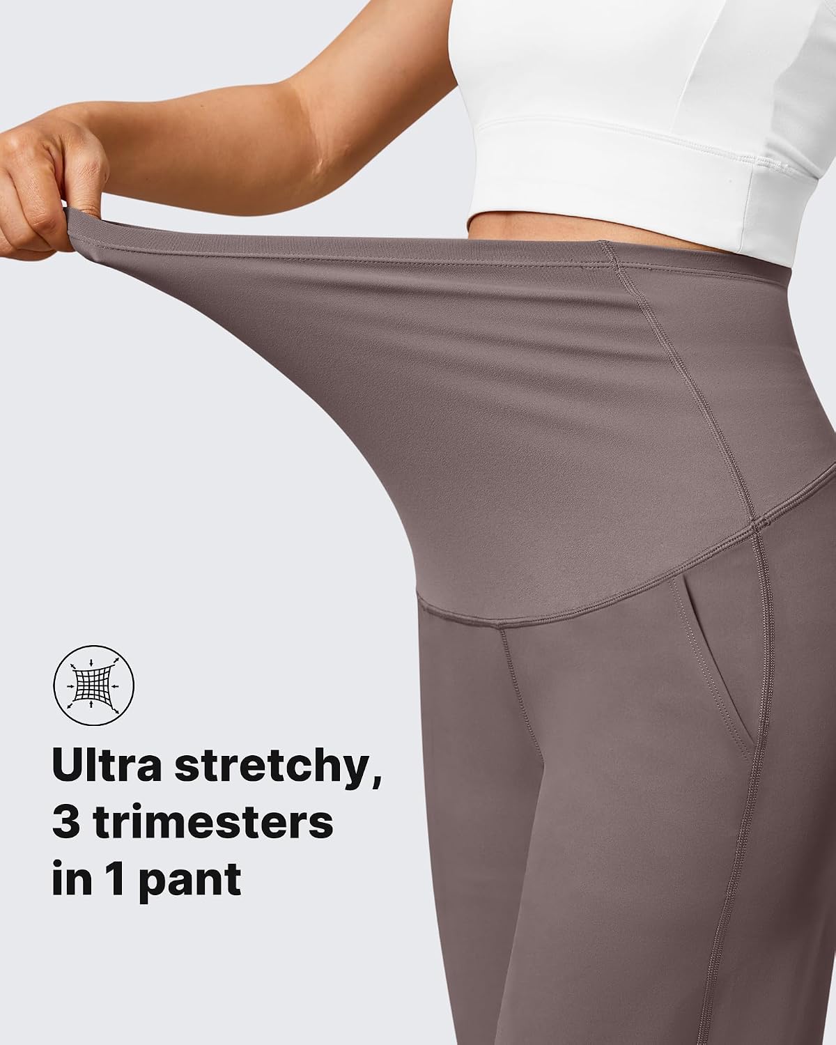 Thumbnail 6 de G4Free Wide Leg Maternity Trousers Over The Belly Capri Yoga Pants with Pockets