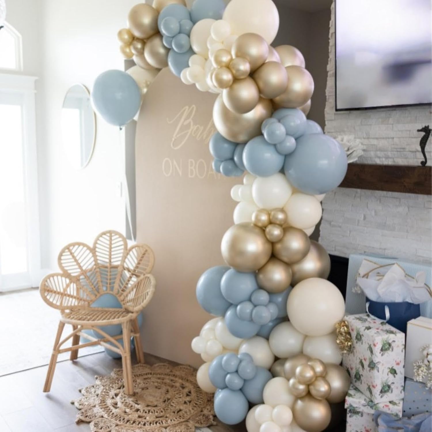 Thumbnail 6 de HILAVO Dusty Blue & Gold Balloons — 60-Piece 12-Inch Set for Baby Showers, Weddings & More