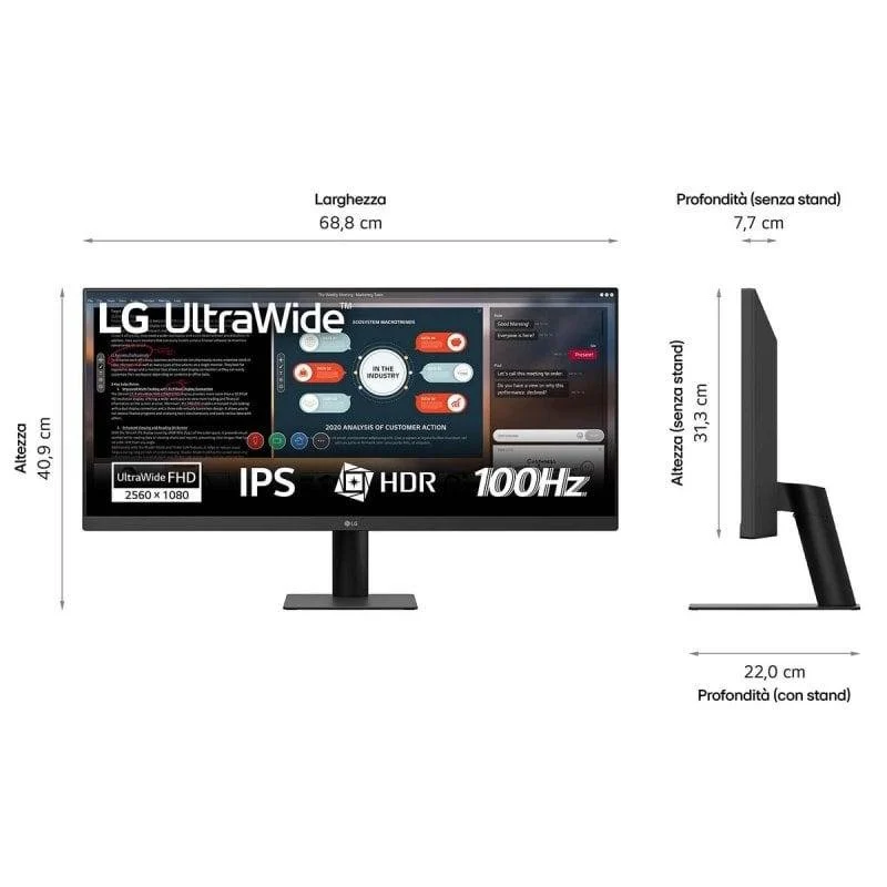 Detalle 2 de Monitor LG UltraWide 29U511A-B: 29'' IPS 21:9 WFHD, 100 Hz, HDR10