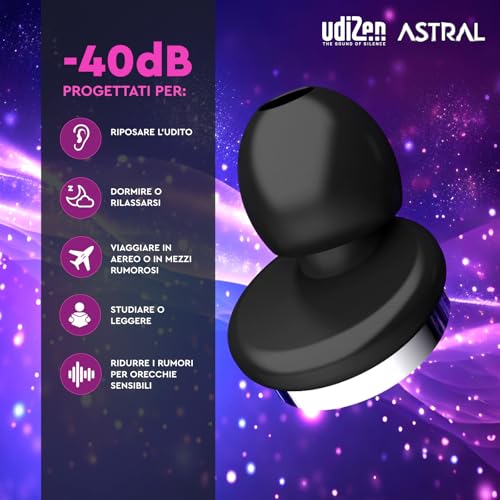 Thumbnail 3 de Tappi per Orecchie Antirumore UdiZen Astral -40dB di Udivita, inserti riutilizzabili in silicone con custodia