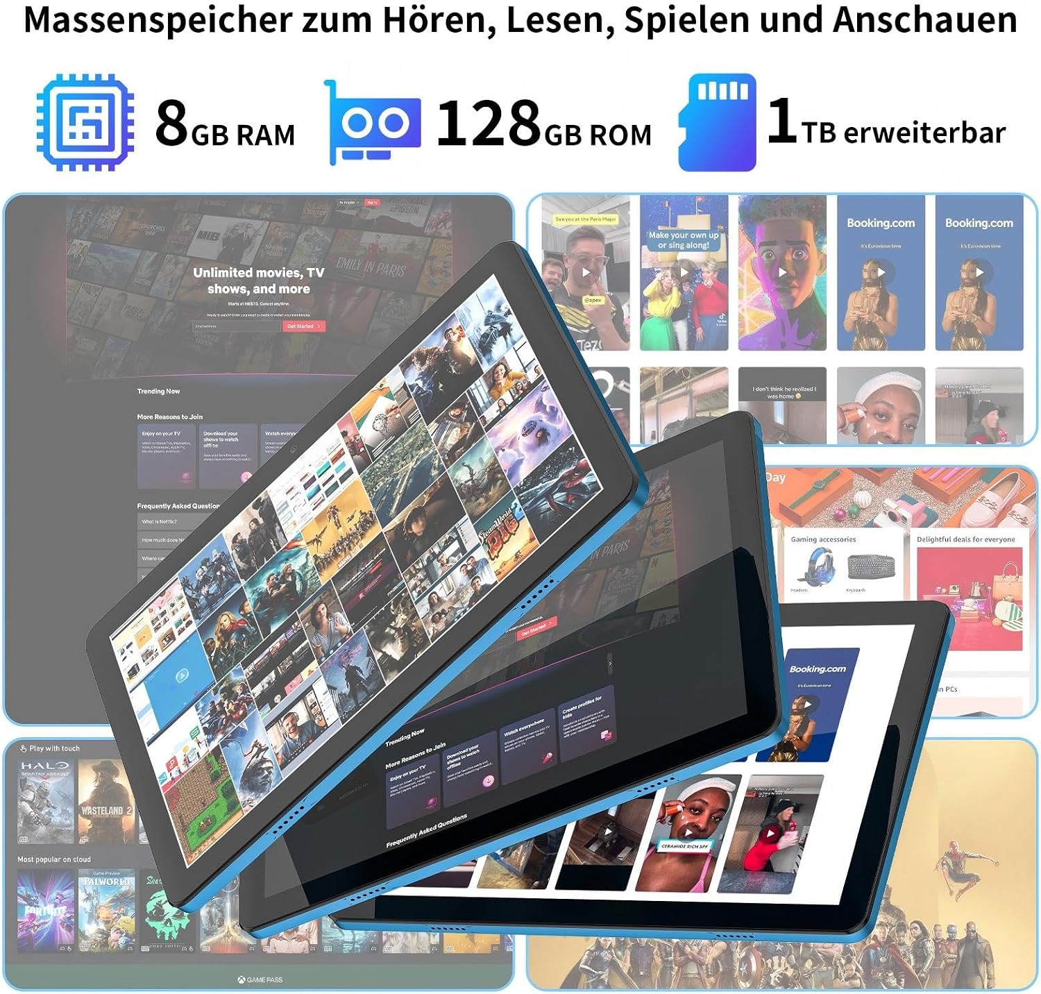 Detalle de AWOW Tablet 10 Zoll Android 15: Leistung, Akku und Zubehör im praktischen Paket