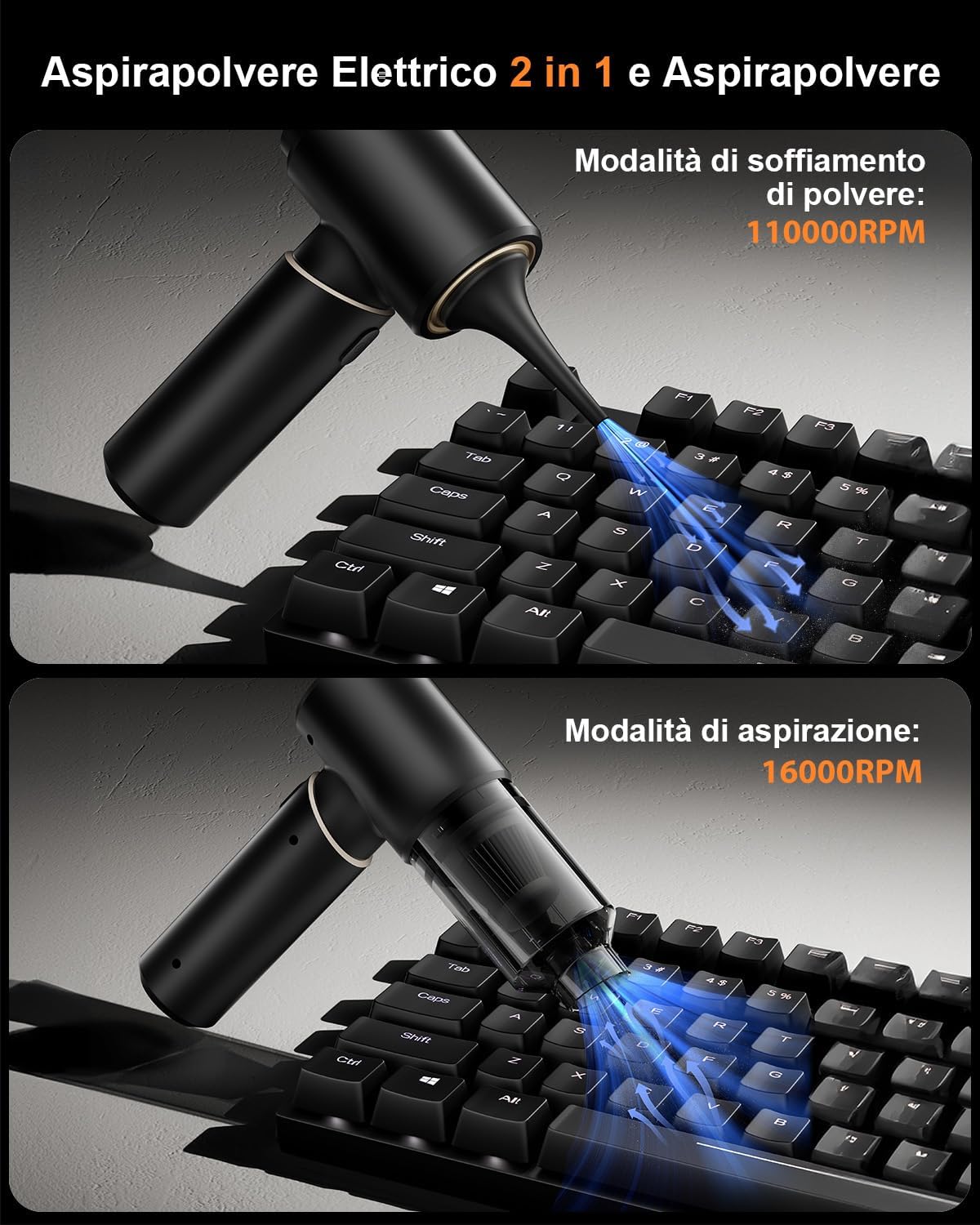 Thumbnail 3 de Aspirapolvere Auto 3 in 1 senza fili 16.000 Pa con motore brushless, aspirazione/soffiatore/pompa del vuoto