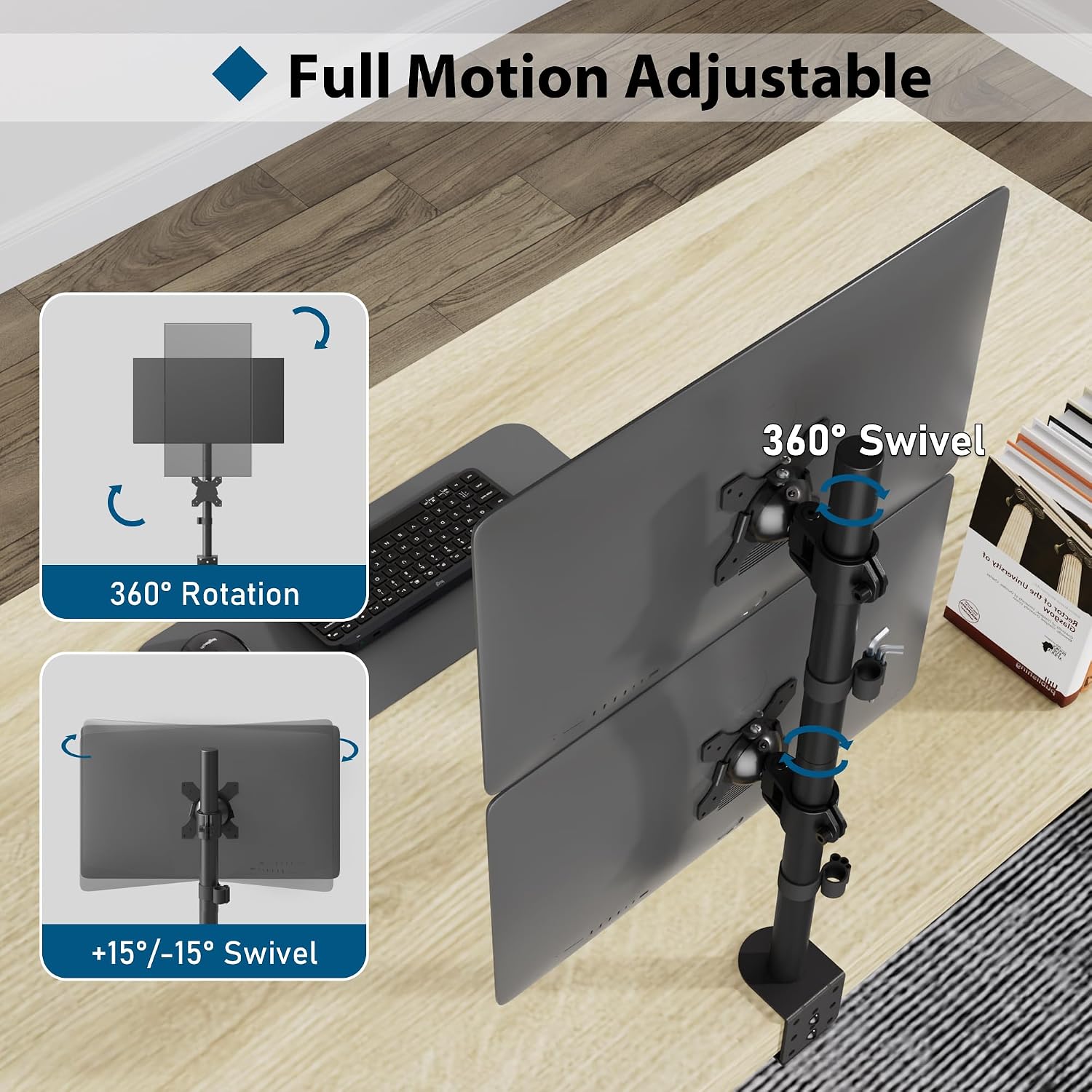 Detalle de BONTEC dubbele monitorarm voor 13 tot 34 inch, tot 10 kg per scherm