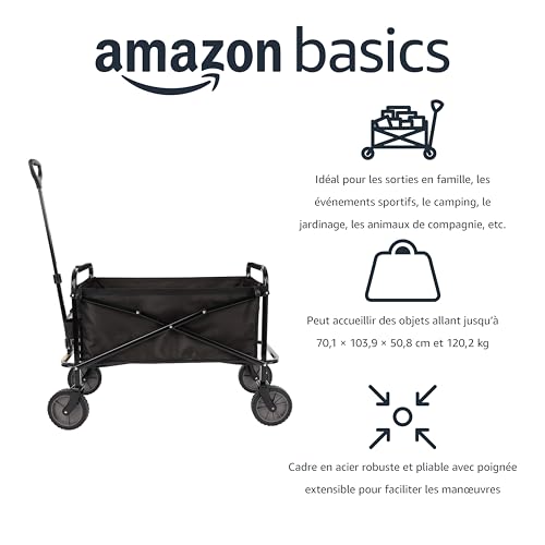 Thumbnail 1 de Amazon Basics Chariot d’extérieur pliable pour jardinage avec housse – Noir