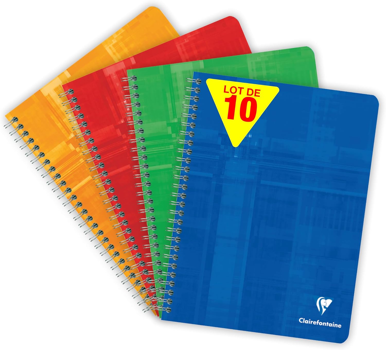 Clairefontaine 8722Cpack – Lot de 10 cahiers à spirale 17x22 cm, 100 pages, papier 90 g/m², couvertures colorées pelliculées