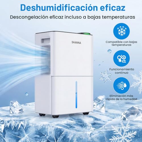 Detalle de SHANNA Deshumidificador 15L para Hogar — 40 m², con Apagado Automático y Garantía de 10 Años