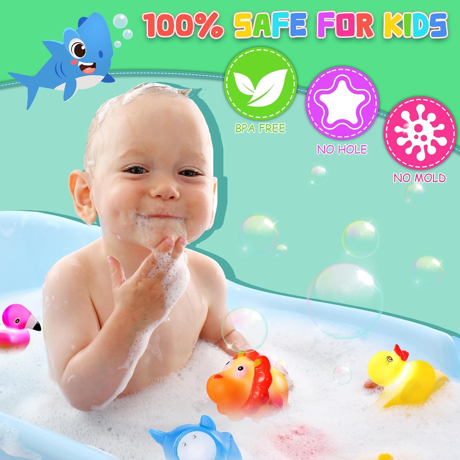 Detalle 2 de Jovicos LED Badetier-Set (6 Stück) – Badespielzeug mit Sensorik für Baby und Kleinkinder
