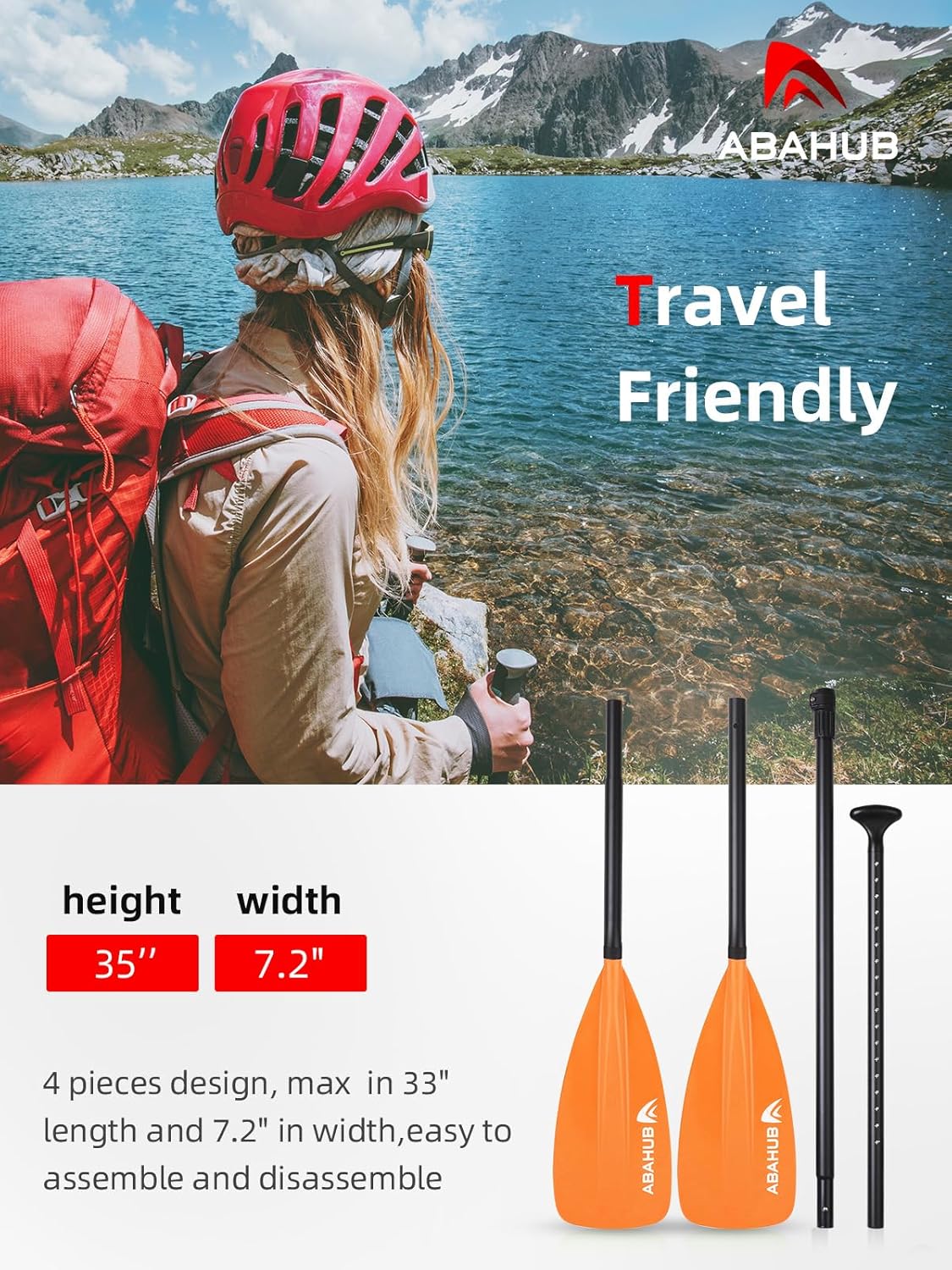Detalle de Abahub 2 in 1 SUP/Kajak Paddel aus Aluminium – verstellbar, anti-twist und reisefreundlich