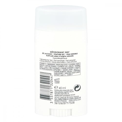 Detalle 2 de Vichy Dermo-Tolerance Deodorante Stick Effetto Asciutto per pelli sensibili (senza sali di alluminio), 40 ml