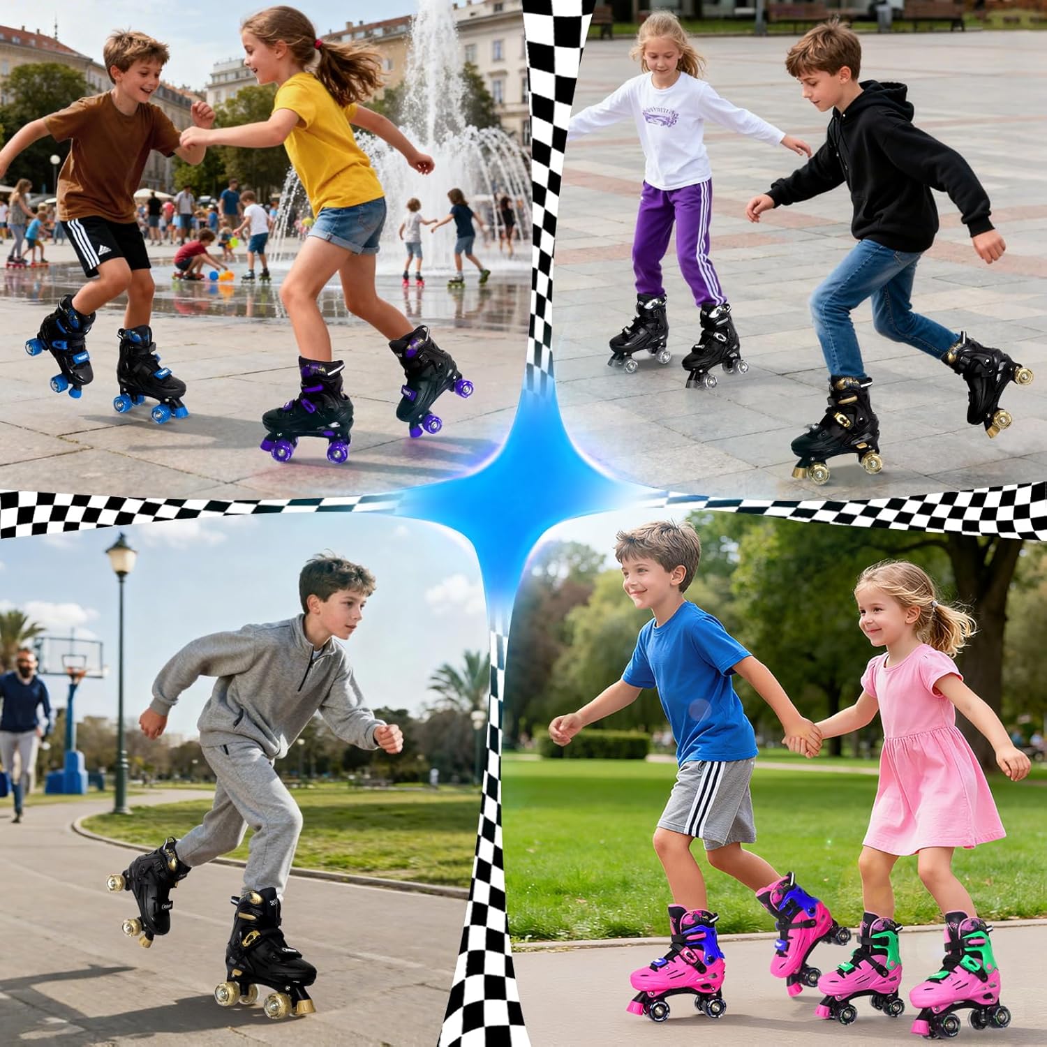 Thumbnail 4 de Nattork Adjustable Roller Skates for Kids (Ages 4–16) — Racing Car Design, ABEC-7 Bearings, Rear Brake