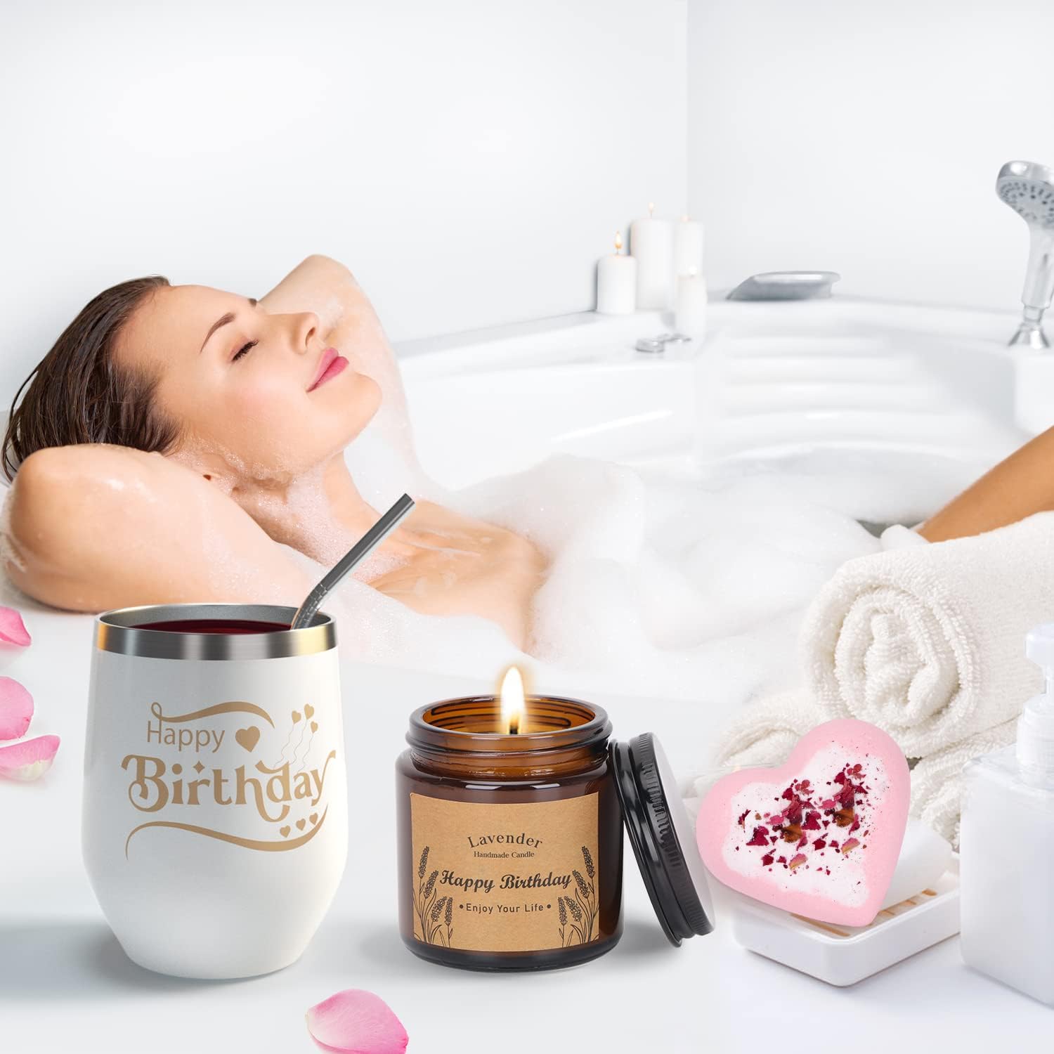 Detalle de Birthday Gifts for Women Happy Birth-day Pamper Hamper Gift Box (self care set)