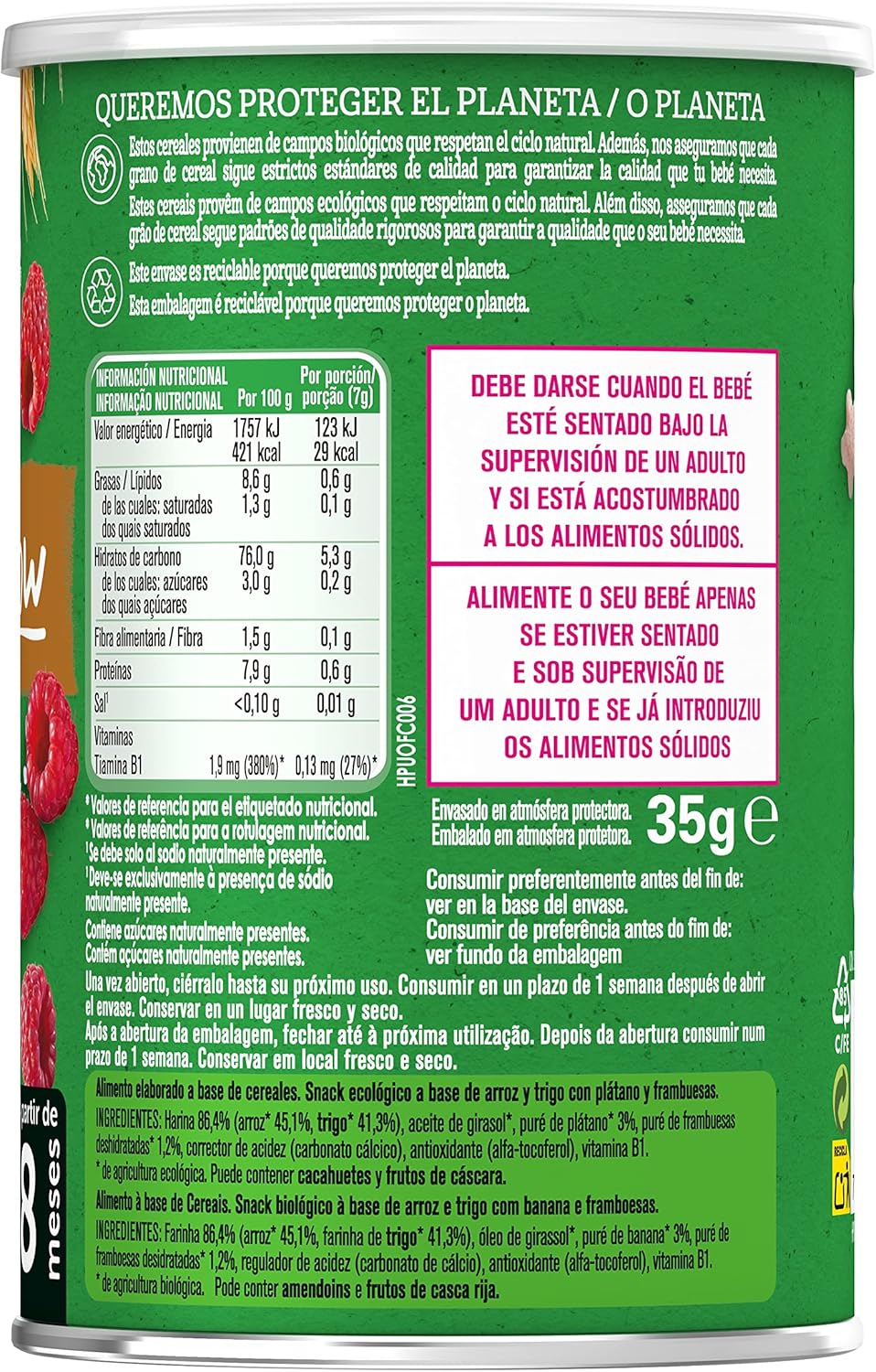 Thumbnail 3 de Gerber Organic Puffs Frambuesa y Plátano 🍇🍌, Snack para Bebés