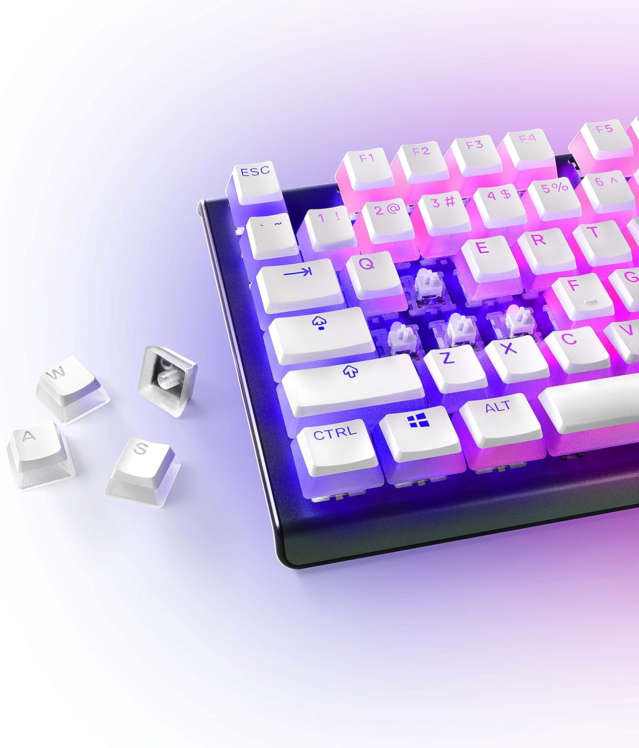 Thumbnail 4 de SteelSeries PrismCaps PrismCaps – Double-Shot-Tastenset mit „Pudding“-Optik (MX) in Weiß für deutsches Tastaturlayout