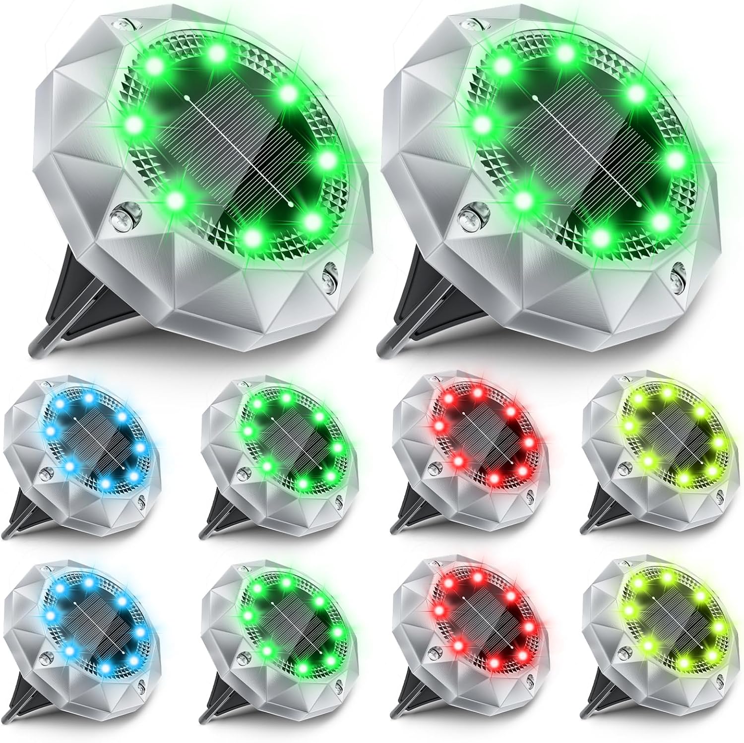 Detalle de FIFlying RGB-Solar-Bodenleuchten für den Außenbereich (IP65) – 8 helle LED für Auffahrt, Terrasse & Garten