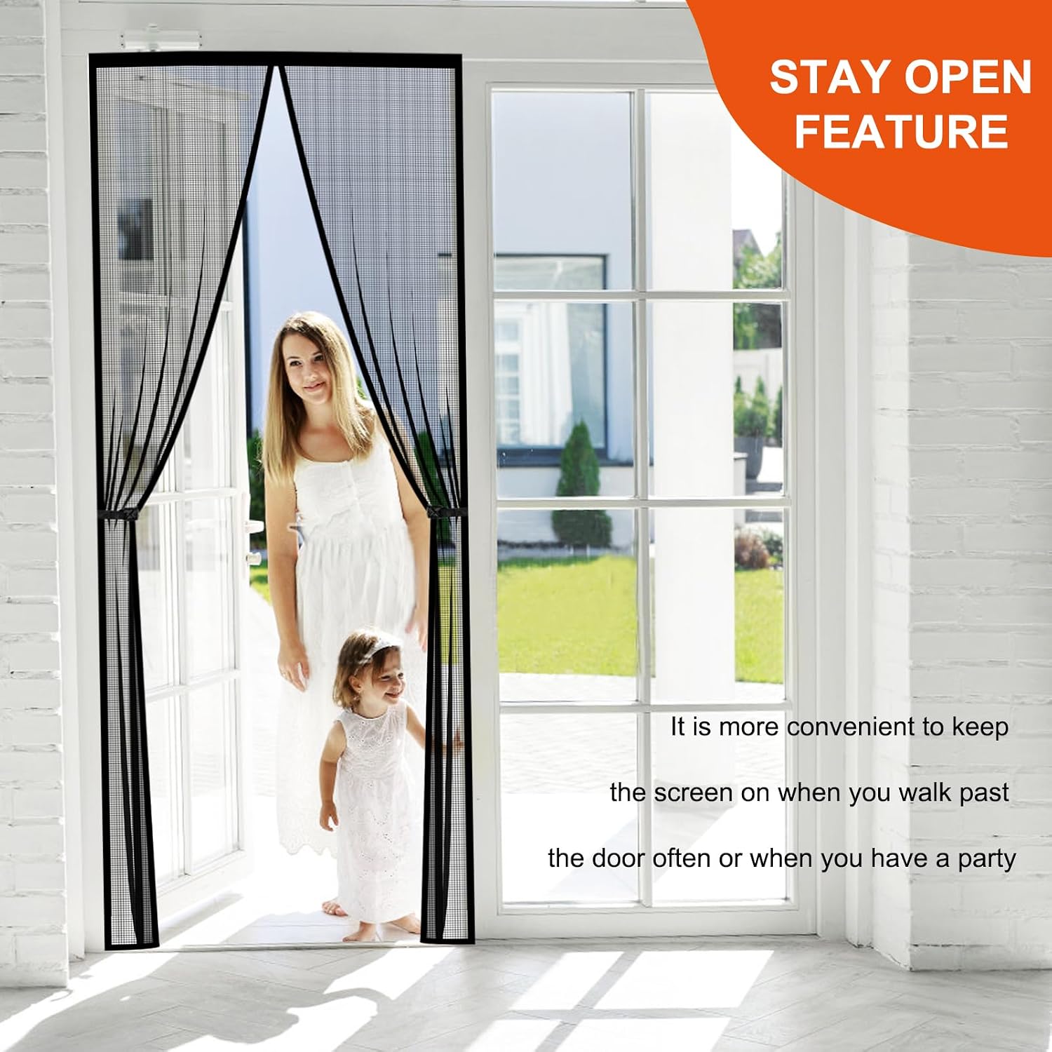 Detalle de Iduontis Magnetic Fiberglass Screen Door, Fits 32 x 80-Inch Doorways